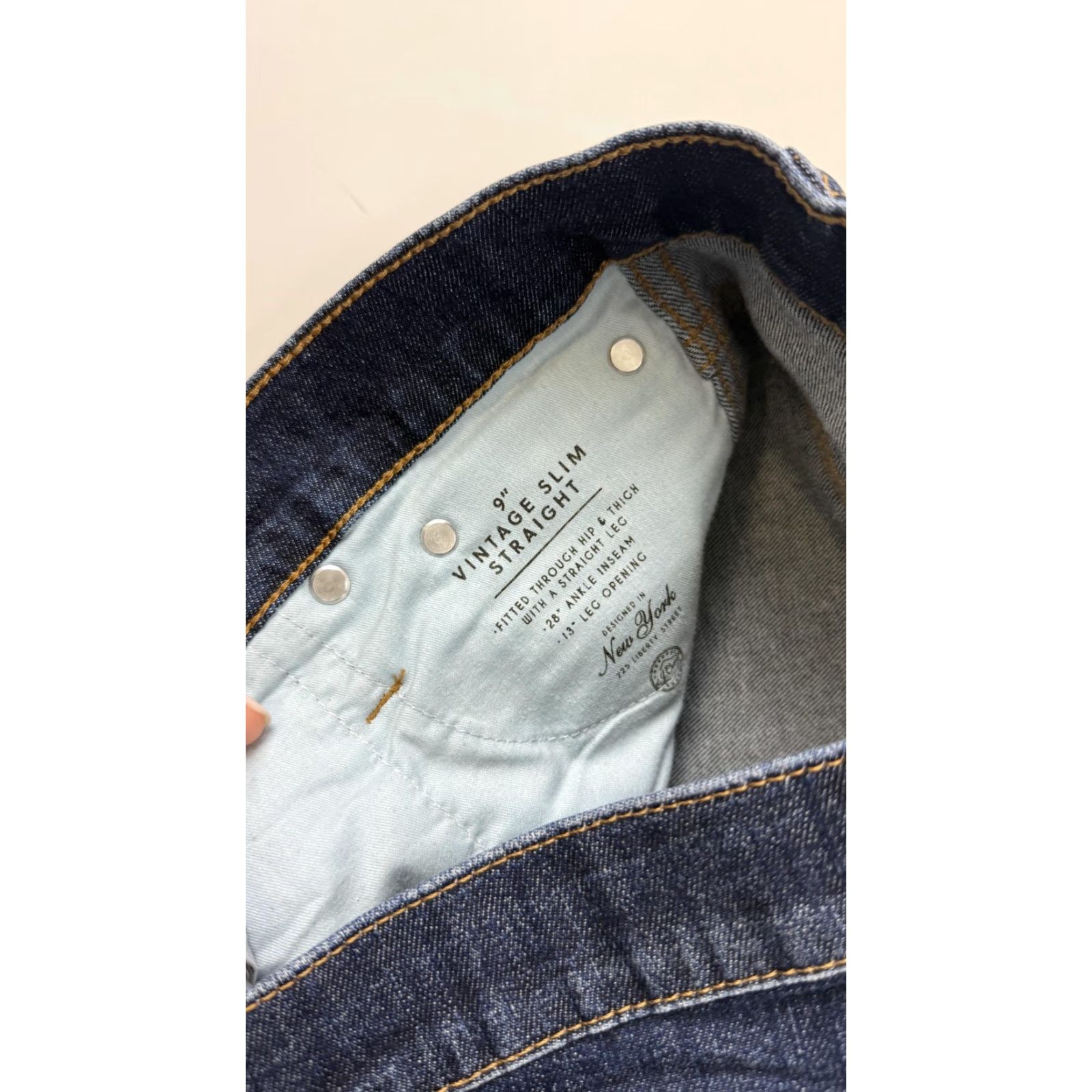 J.Crew VINTAGE J.Crew Jeans Womens 28 Dark Wash 9in Slim Straight Raw Hem Stretch Denim Blue - 27in Inseam Mens? Size 28" / US 6 / IT 42 - 4 Thumbnail