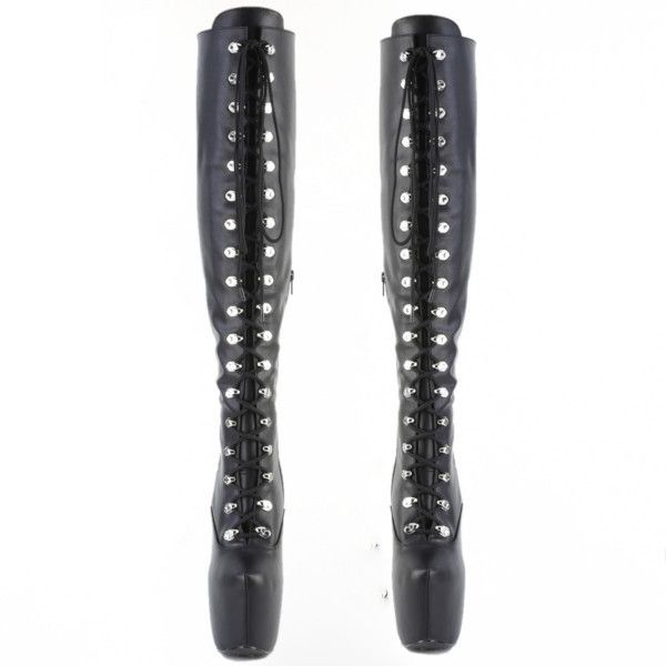 Other Juicy 3015 Black Matte Slim 7" Stiletto Platform Lace Up Ove Size US 6 / IT 36 - 5 Thumbnail