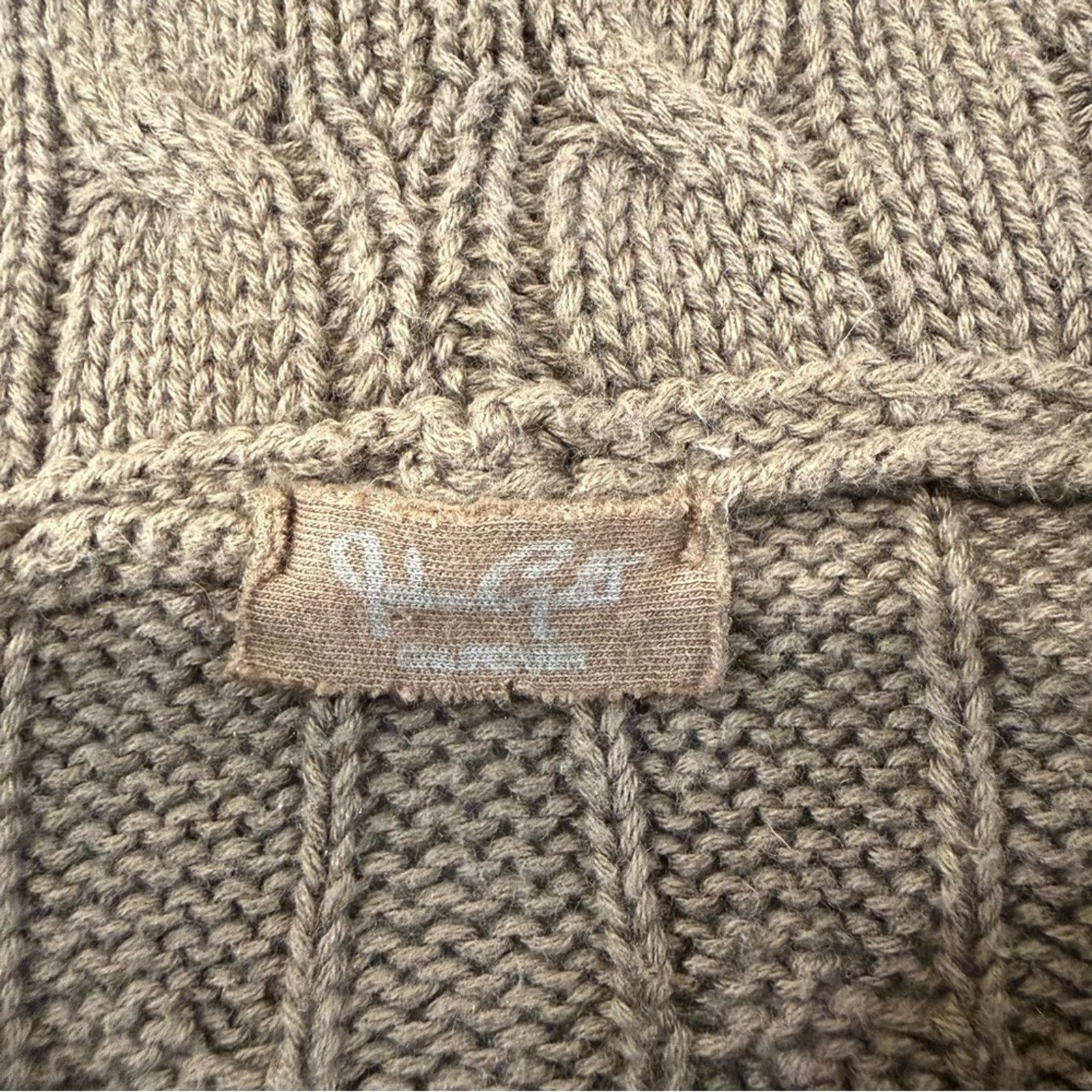 Brandy Melville John Galt Crystal Cable Knit Hoodie Women’s OS Brown FullZip Size S / US 4 / IT 40 - 7 Thumbnail