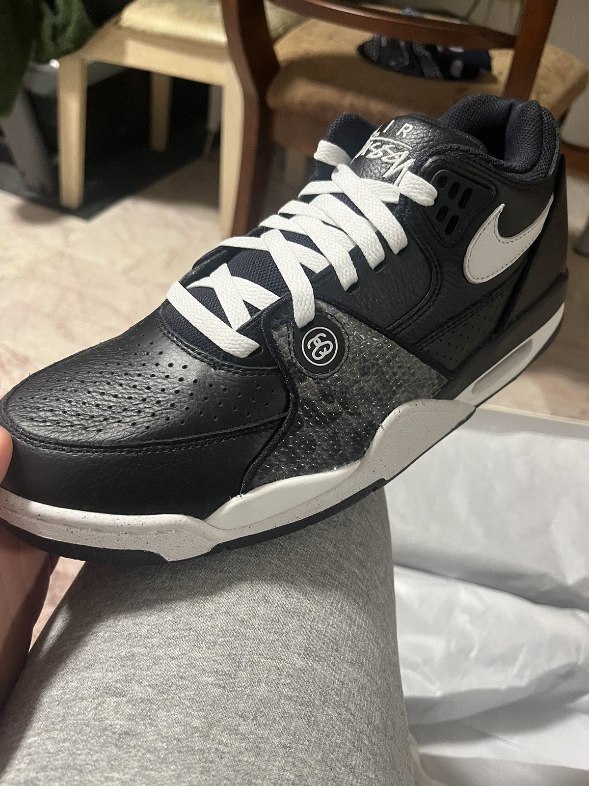 image of Nike x Stussy Air Flight 89 Shoes in Black, Men's (Size 9.5)