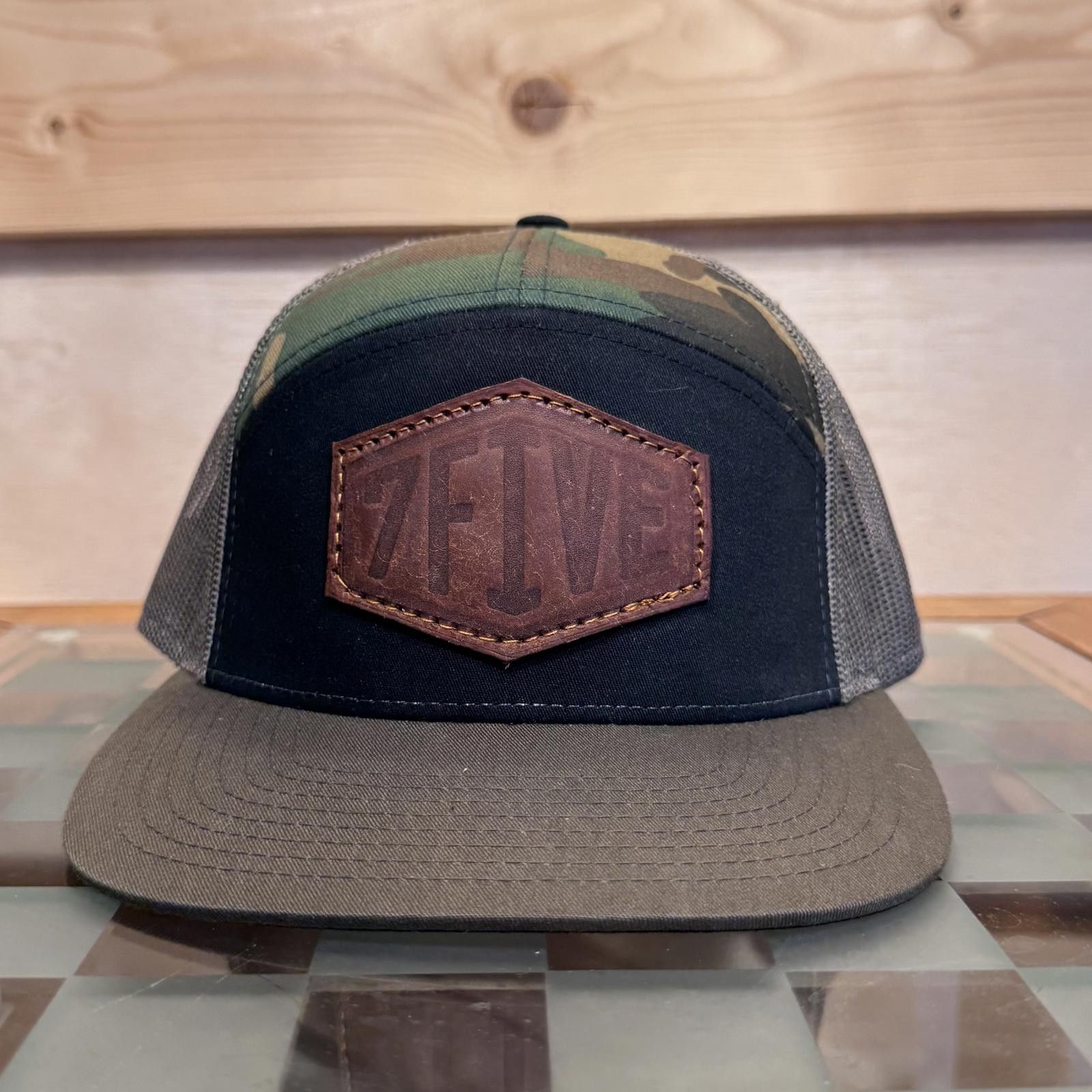 Designer Richardson 7FIVE Snap Back Hat Camo Military Leather Patch Size ONE SIZE - 2 Thumbnail