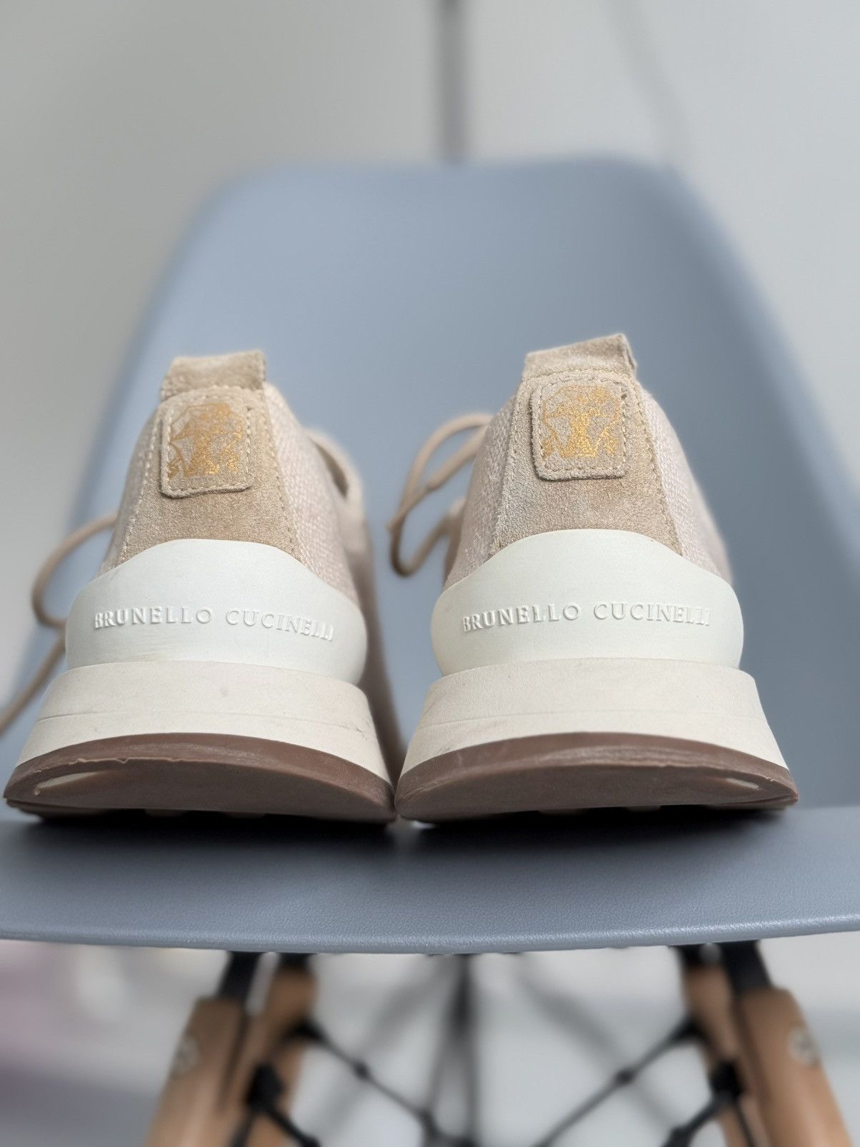 Brunello Cucinelli Brunello Cucinelli Men's Melange Knit Runner Beige Sneakers Size US 9 / EU 42 - 11 Thumbnail