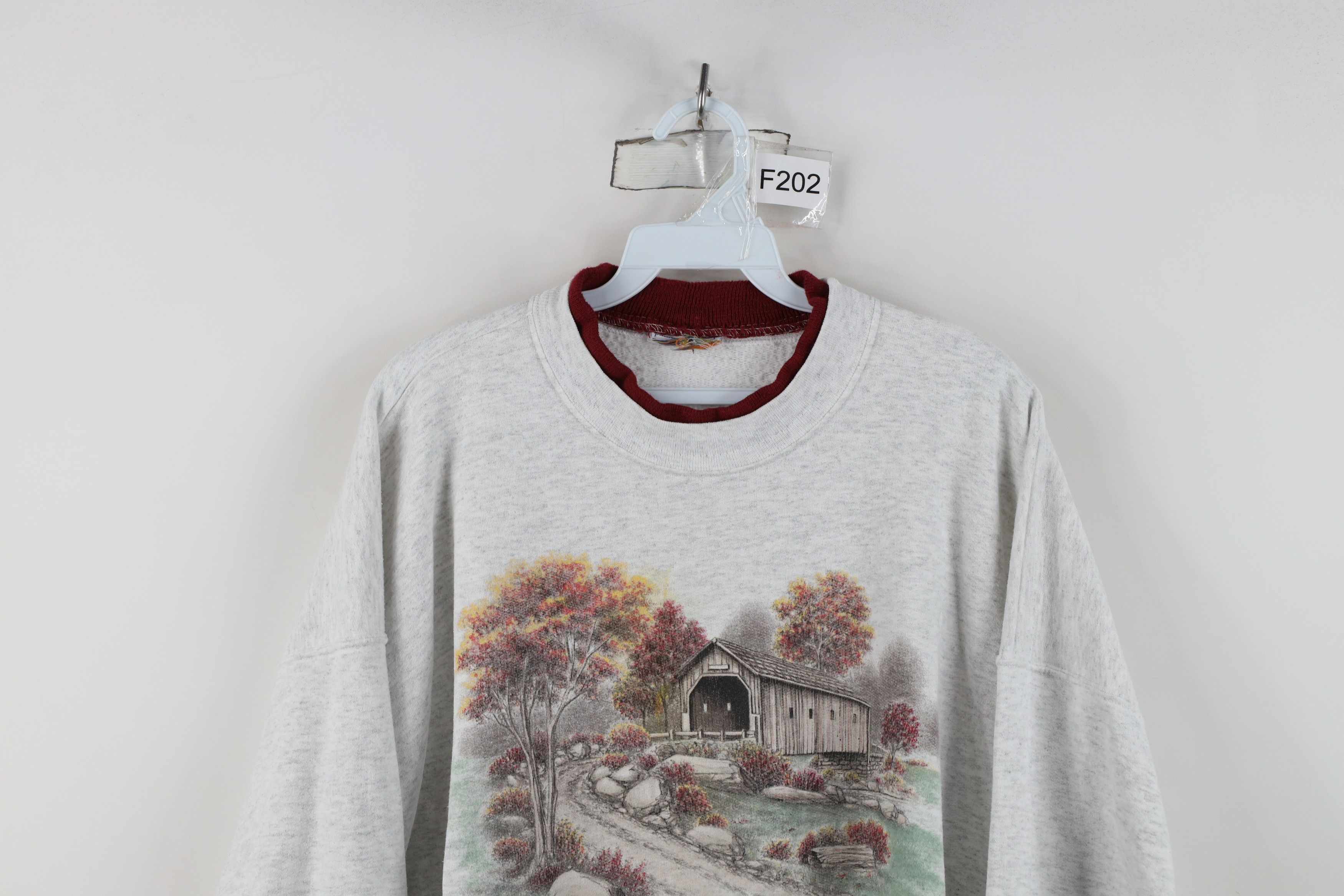 Vintage Vintage 90s Farm Dirt Road Fall Layered Sweatshirt Gray USA Size 3XL / US 20-22 - 2 Thumbnail