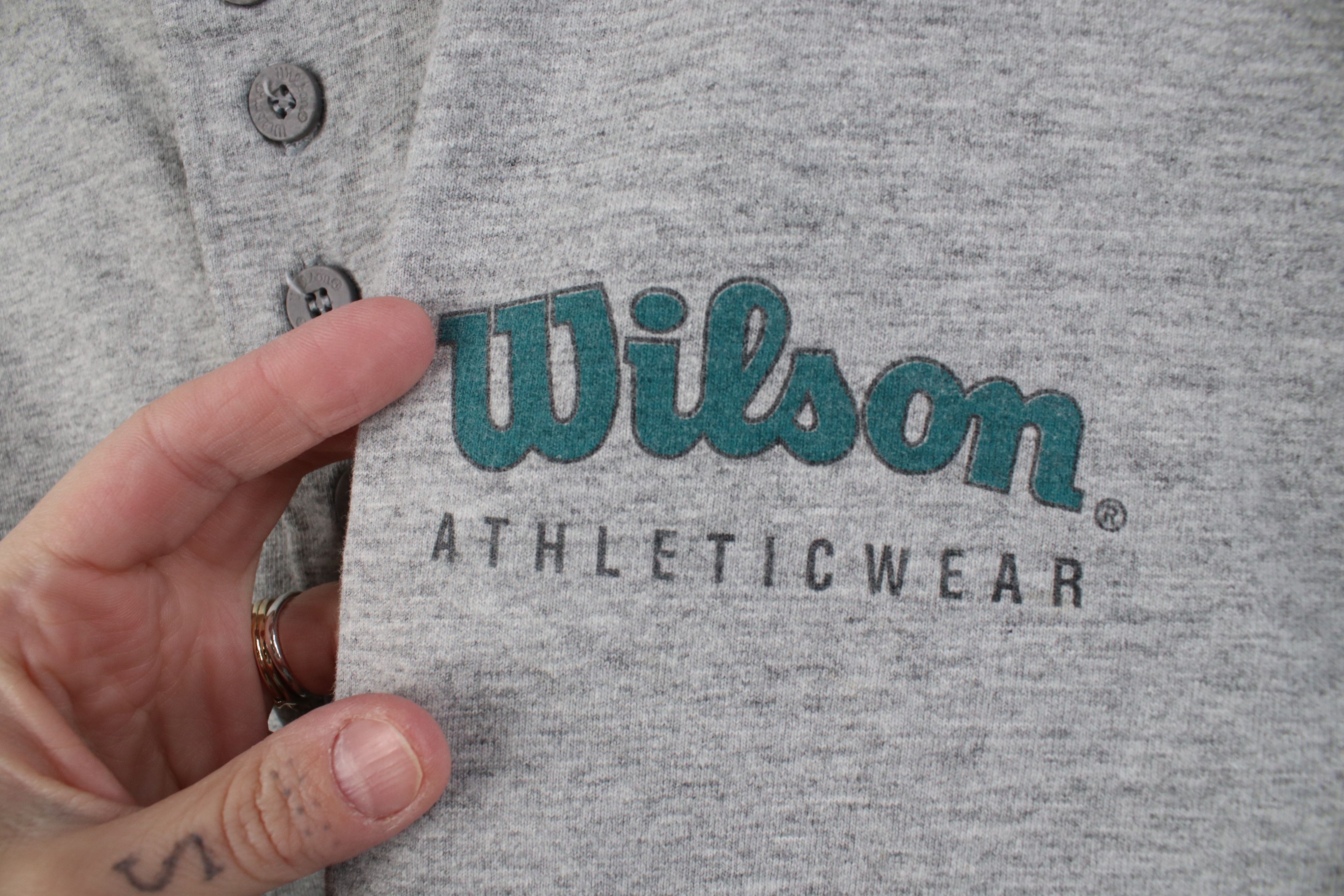 Wilson Vintage 90s Wilson Long Sleeve Henley T-Shirt Heather Gray Size US XXL / EU 58 / 5 - 4 Thumbnail