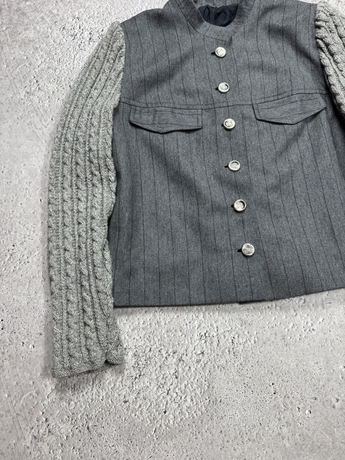 Other Designer Wool Blend Jacket Cable Knit Sleeves Gray Coat Size M / US 6-8 / IT 42-44 - 3 Thumbnail