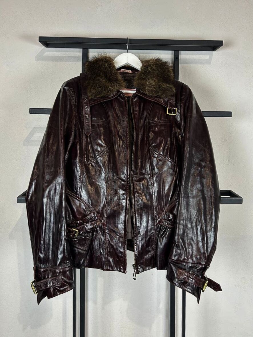 Japanese Brand Leather Jacket Fur Collar Vintage Distressed Biker Red Size US S / EU 44-46 / 1 - 1 Thumbnail