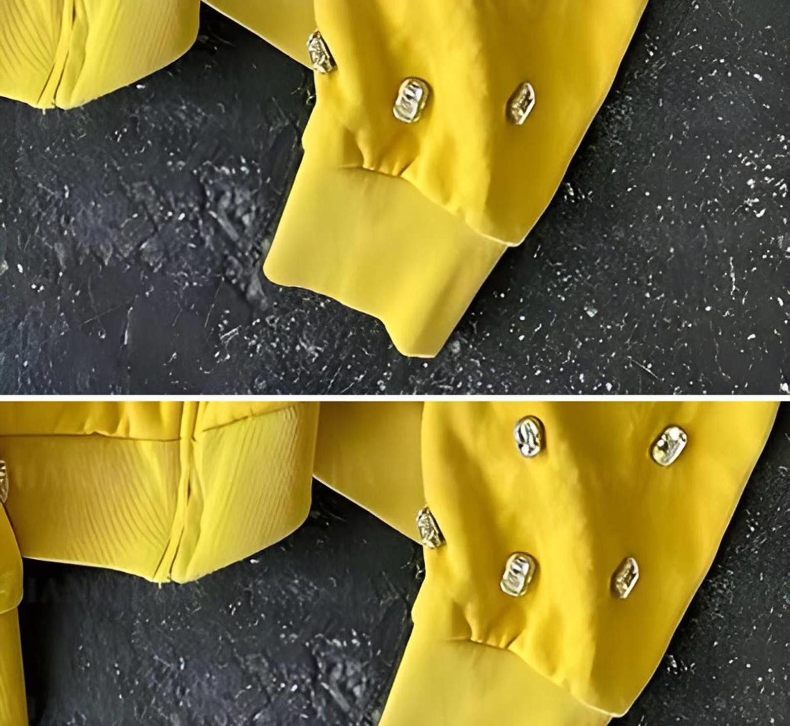 Other Crystal-Button Sun-Motif Yellow Zip Rhinestone Hoodie Size US XL / EU 56 / 4 - 4 Thumbnail