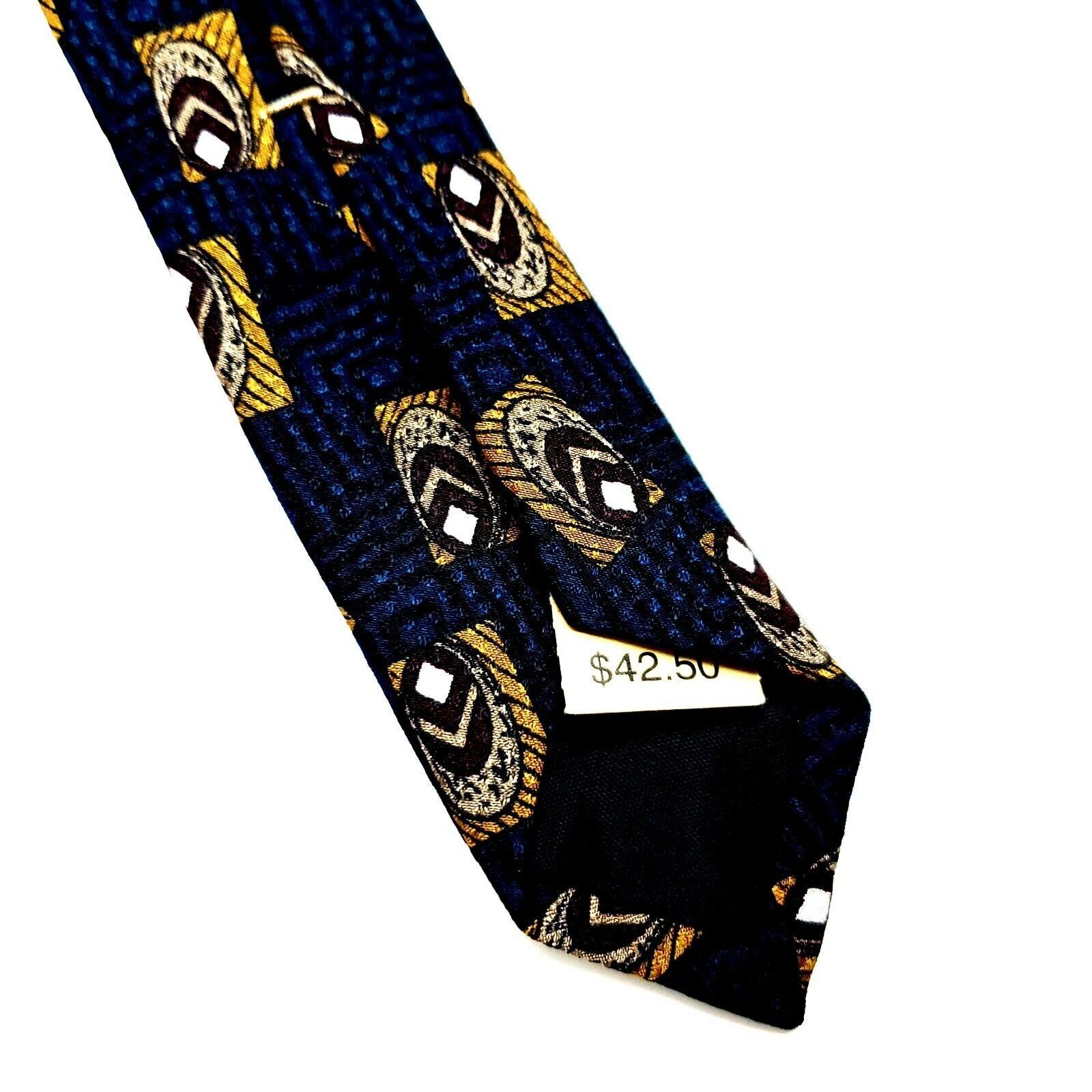 Vintage Ferrell Reed Silk Tie Print Blue Geometric Size ONE SIZE - 5 Thumbnail