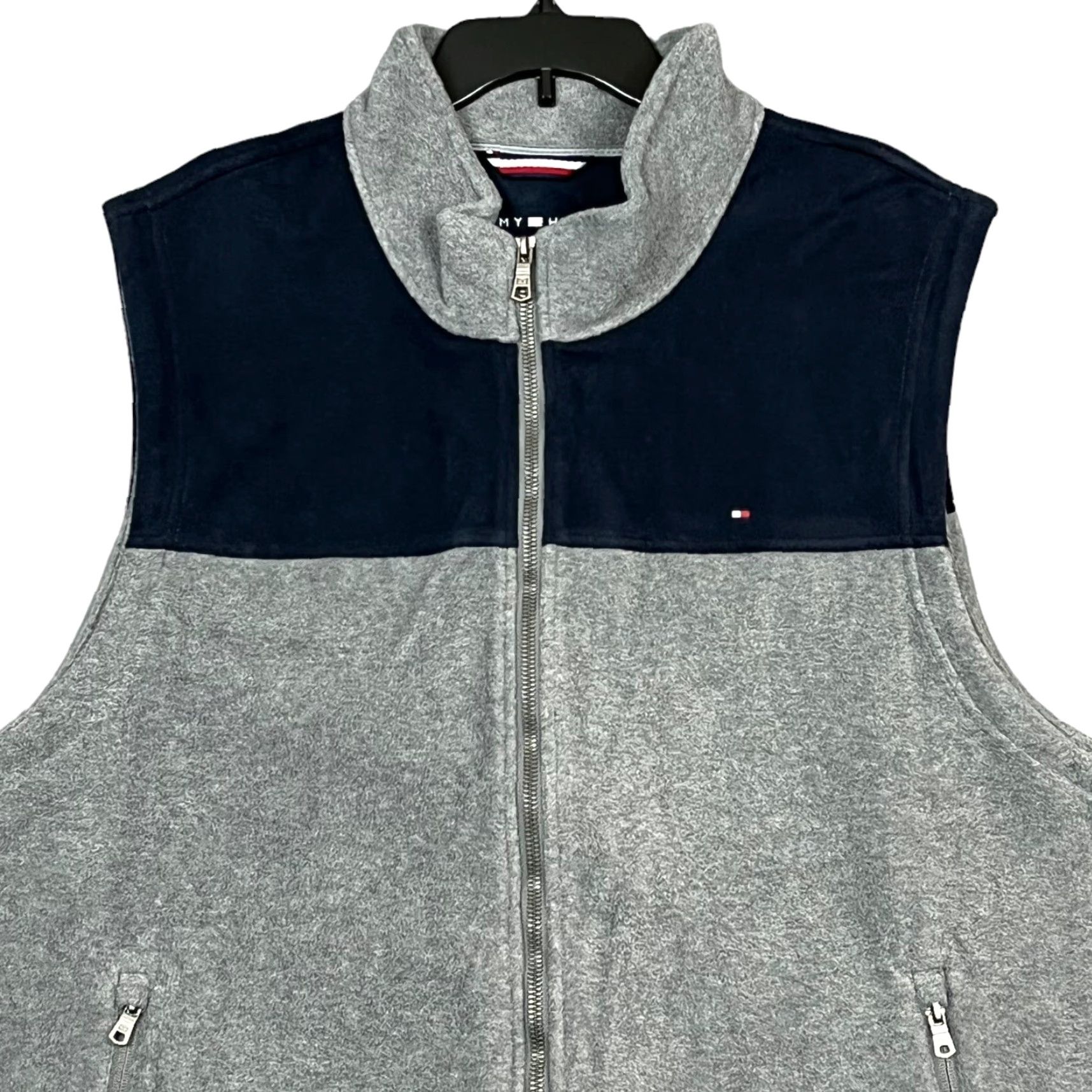 Tommy Hilfiger Tommy Hilfiger Mens Fleece Vest 3XL Light Gray-Blue Zippered Pockets Size US XXL / EU 58 / 5 - 3 Thumbnail