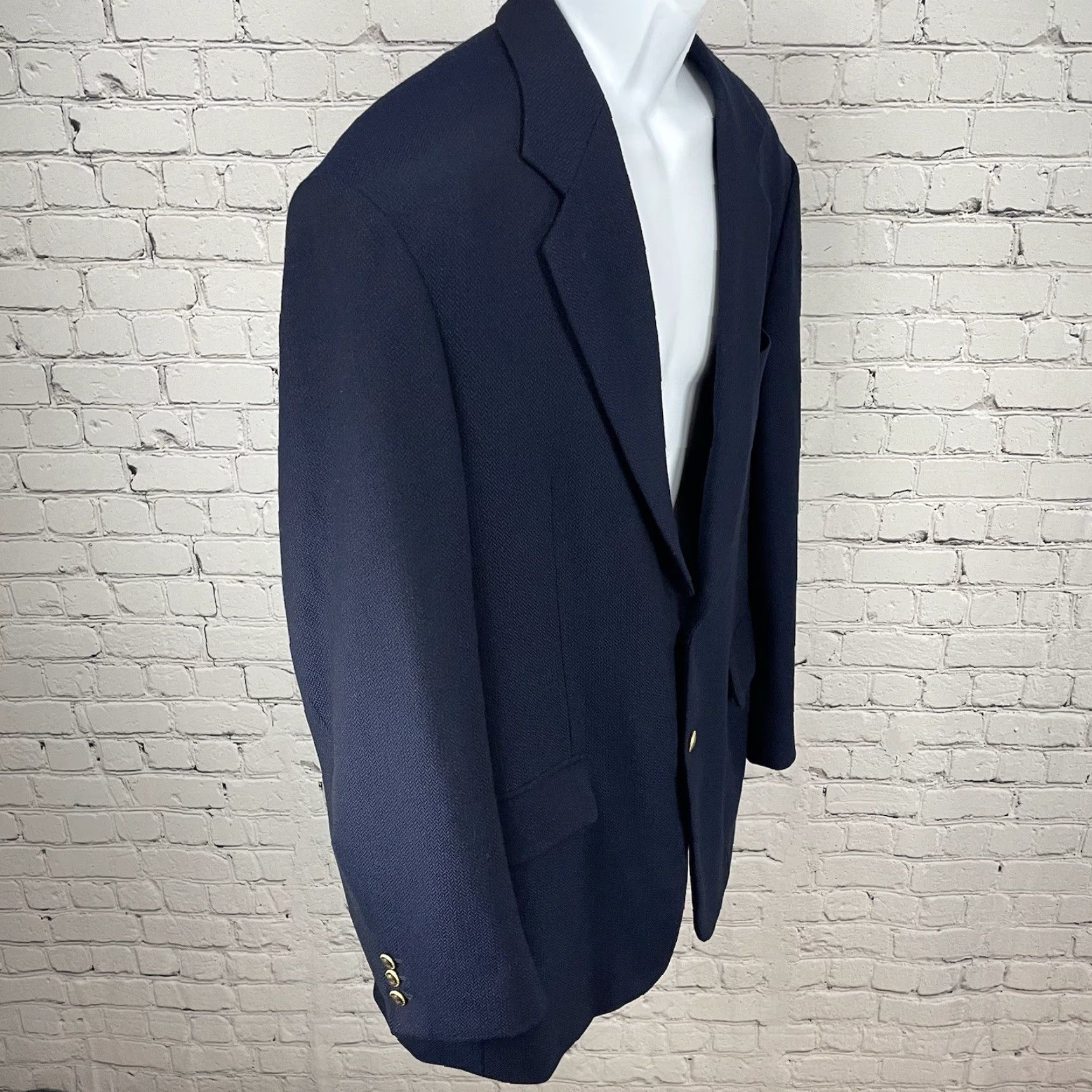 Vintage VTG Just Men's Navy Blazer Sport Coat 2 Gold Button Ventless 42L Jacket Size 42R - 5 Thumbnail