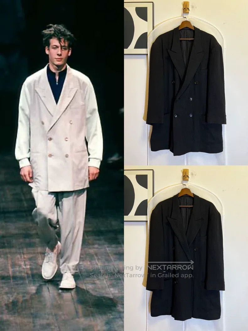 Yohji Yamamoto Yohji Yamamoto Double-breasted silk-blend silhouette jacke Size US S / EU 44-46 / 1 - 1 Thumbnail
