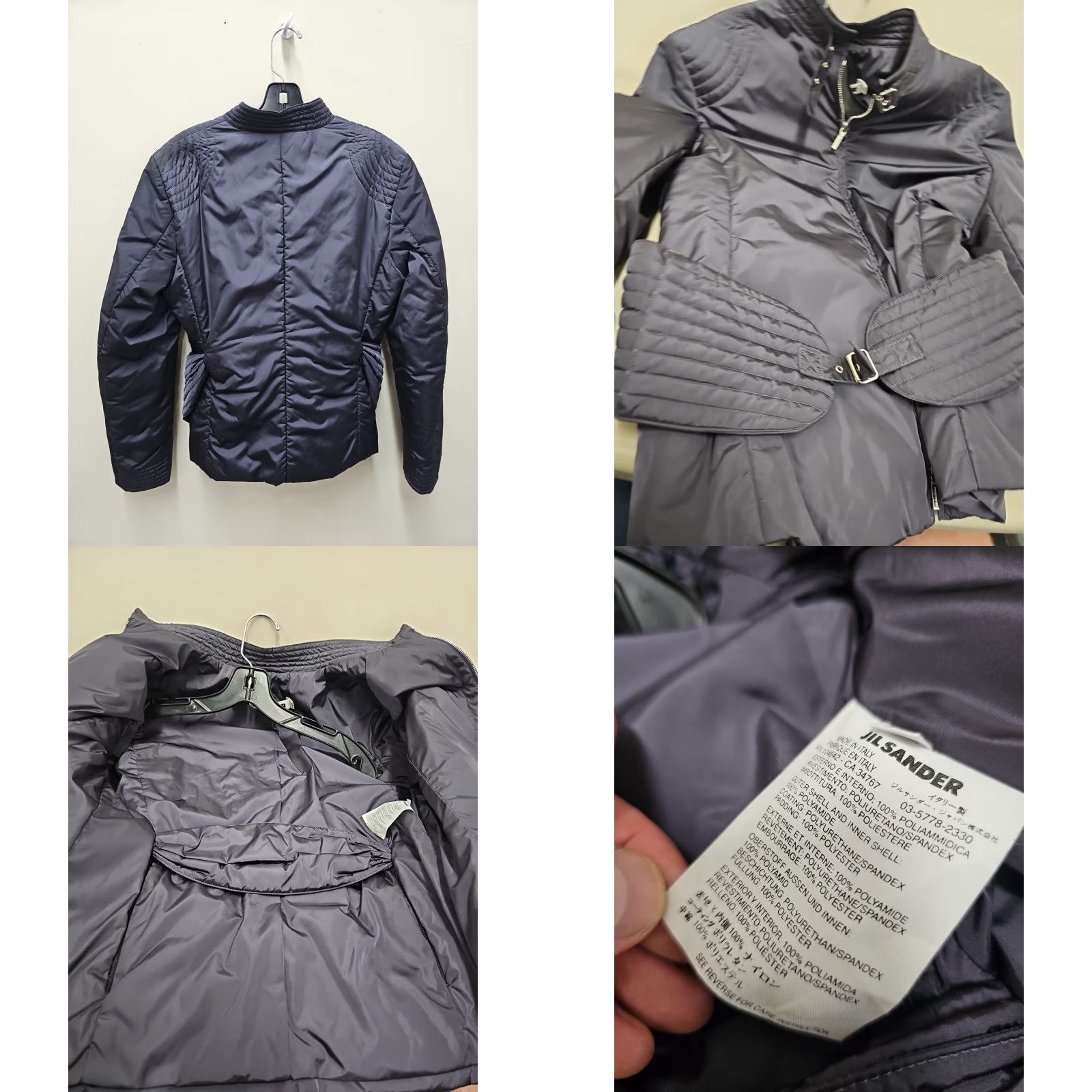 Jil Sander JIL SANDER Belted MOTORCYCLE Jacket SZ 40 Women Multicolor Purple Navy Belted Motorcycle Jacket Women 40 Size S / US 4 / IT 40 - 8 Thumbnail