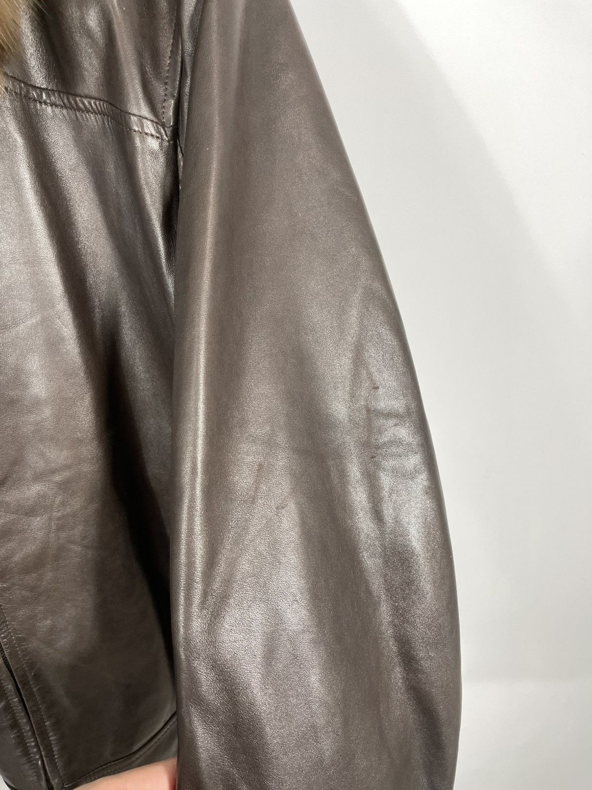 Bally Vintage BALLY Brown Soft Leather Jacket with Fur Collar Size US L / EU 52-54 / 3 - 24 Thumbnail
