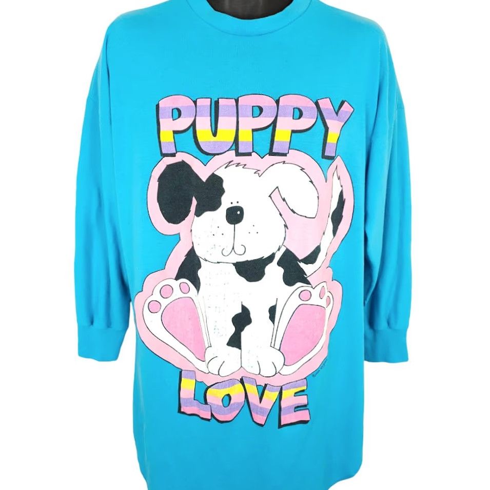 Vintage VINTAGE Puppy Love Sleep T Shirt Mens XL Blue 90s Animal Tee Made In USA Size US XL / EU 56 / 4 - 2 Thumbnail