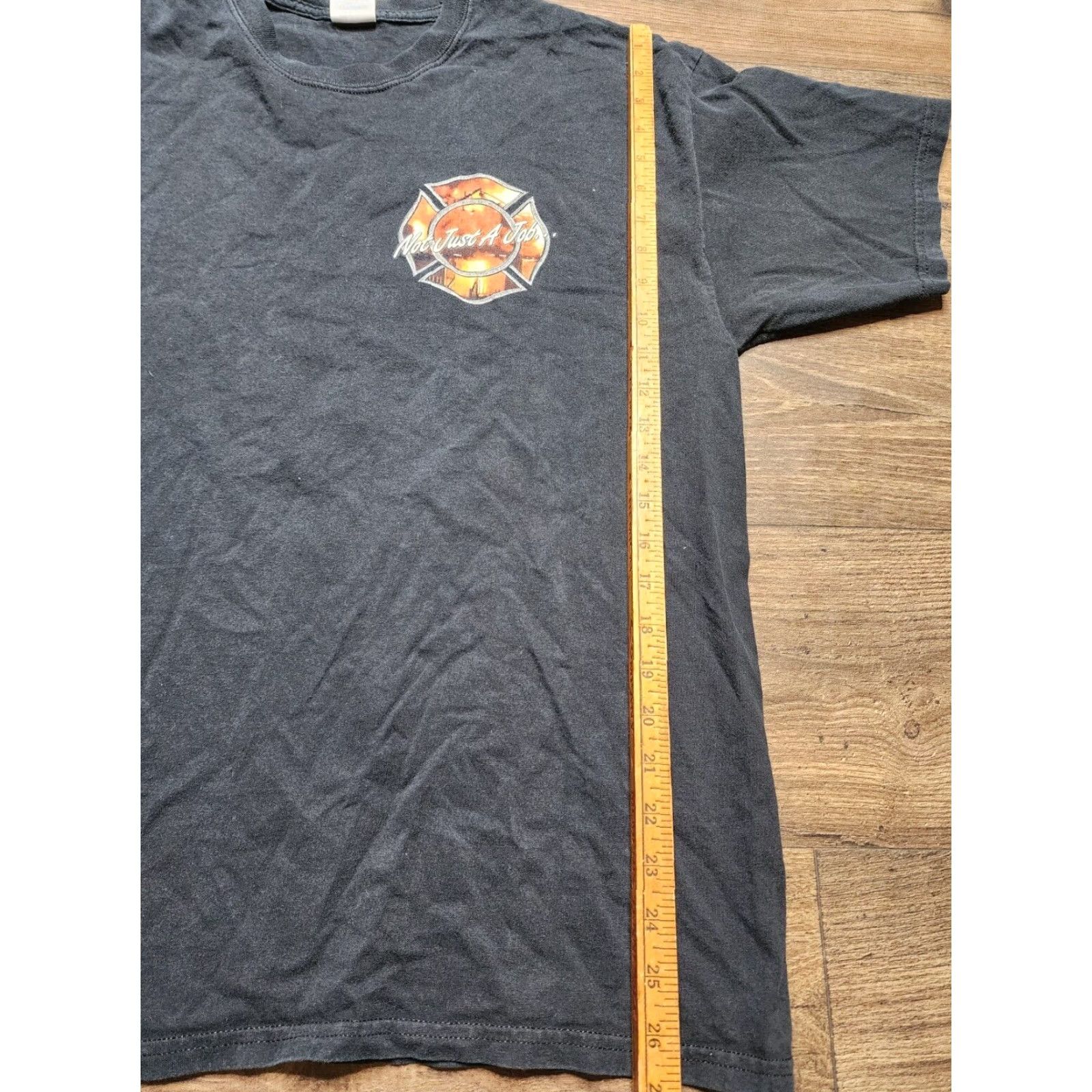 Gildan Mens XL Firefighter Not Just A Job Double Sided T Shirt Black Gildan Crew Neck Short Sleeve Size US XL / EU 56 / 4 - 3 Thumbnail