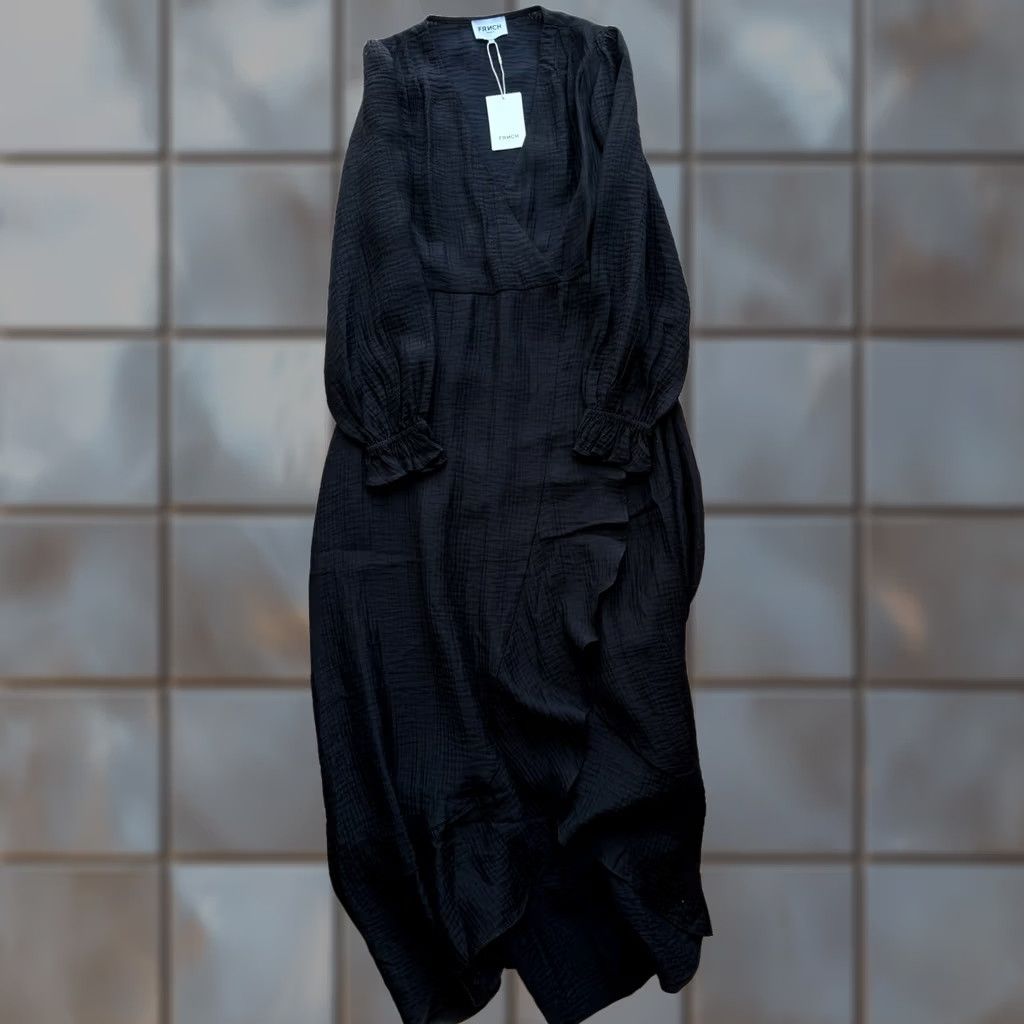Vintage Frnch Paris Taisy Woven Dress XS Black Maxi Sundress Puff Sleeve V-Neck NWT New York Designer Boho Summer Glam Casual Party/Cocktail Women XS Size XS / US 0-2 / IT 36-38 - 1 Thumbnail