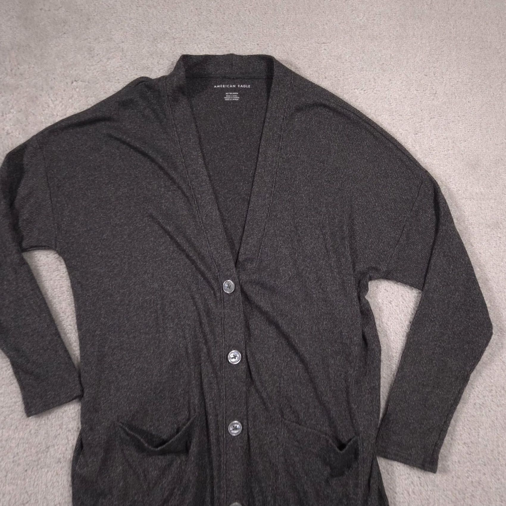 American Eagle Outfitters American Eagle Outfitters Cardigan Sweater Womens XS Gray V Neck Button Front Size XS / US 0-2 / IT 36-38 - 3 Thumbnail