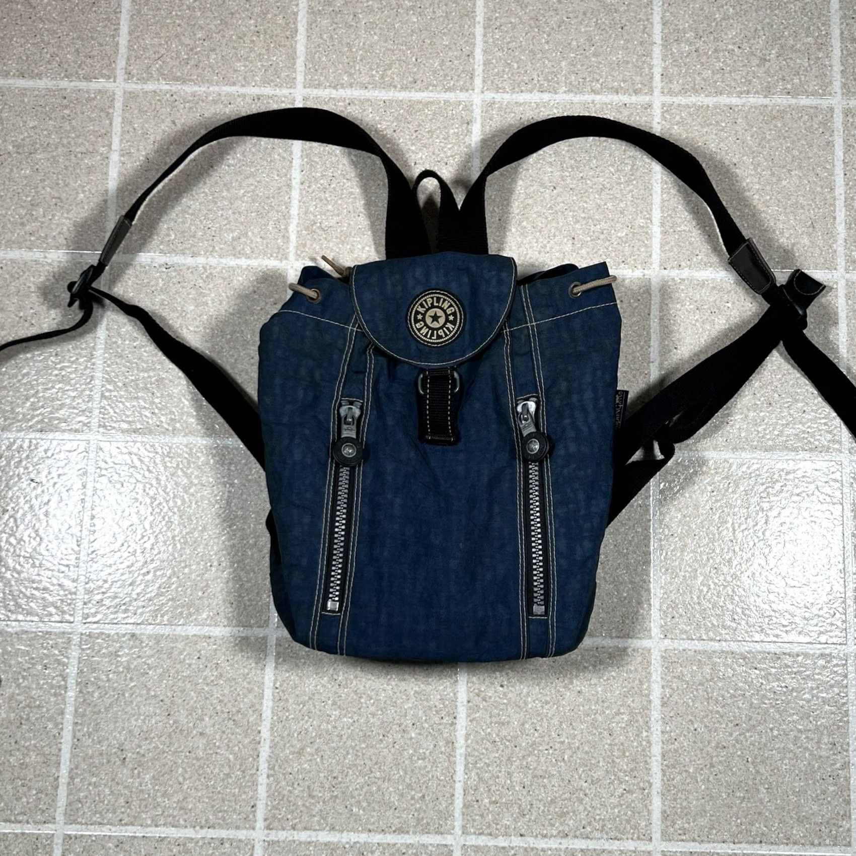 Vintage VINTAGE Kipling Backpack Drawstring Nylon Blue Women Size ONE SIZE - 2 Thumbnail
