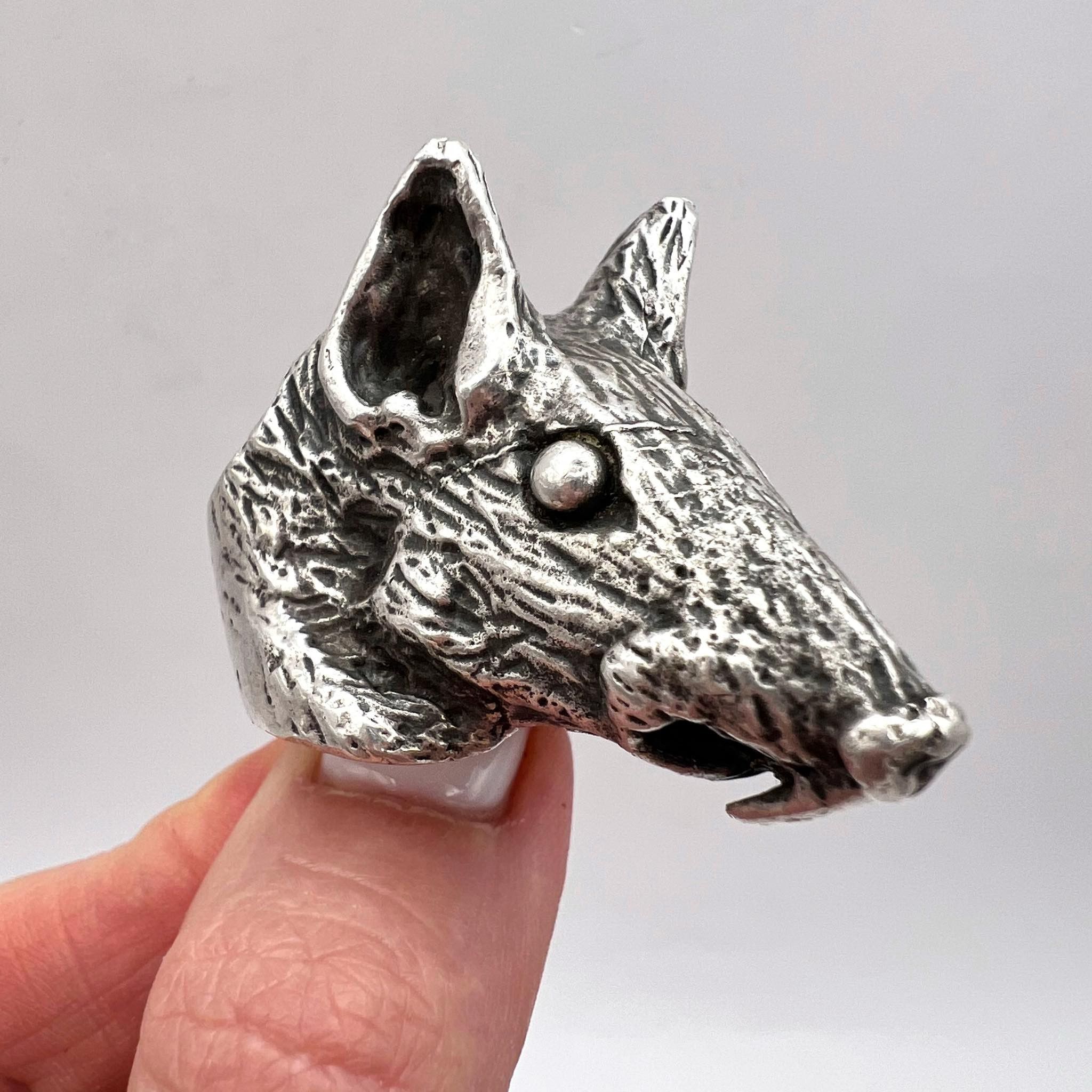 Sterling Silver Massive Vintage Ring Head of Rat Mouse Marked Size 9.5 Size ONE SIZE - 5 Thumbnail