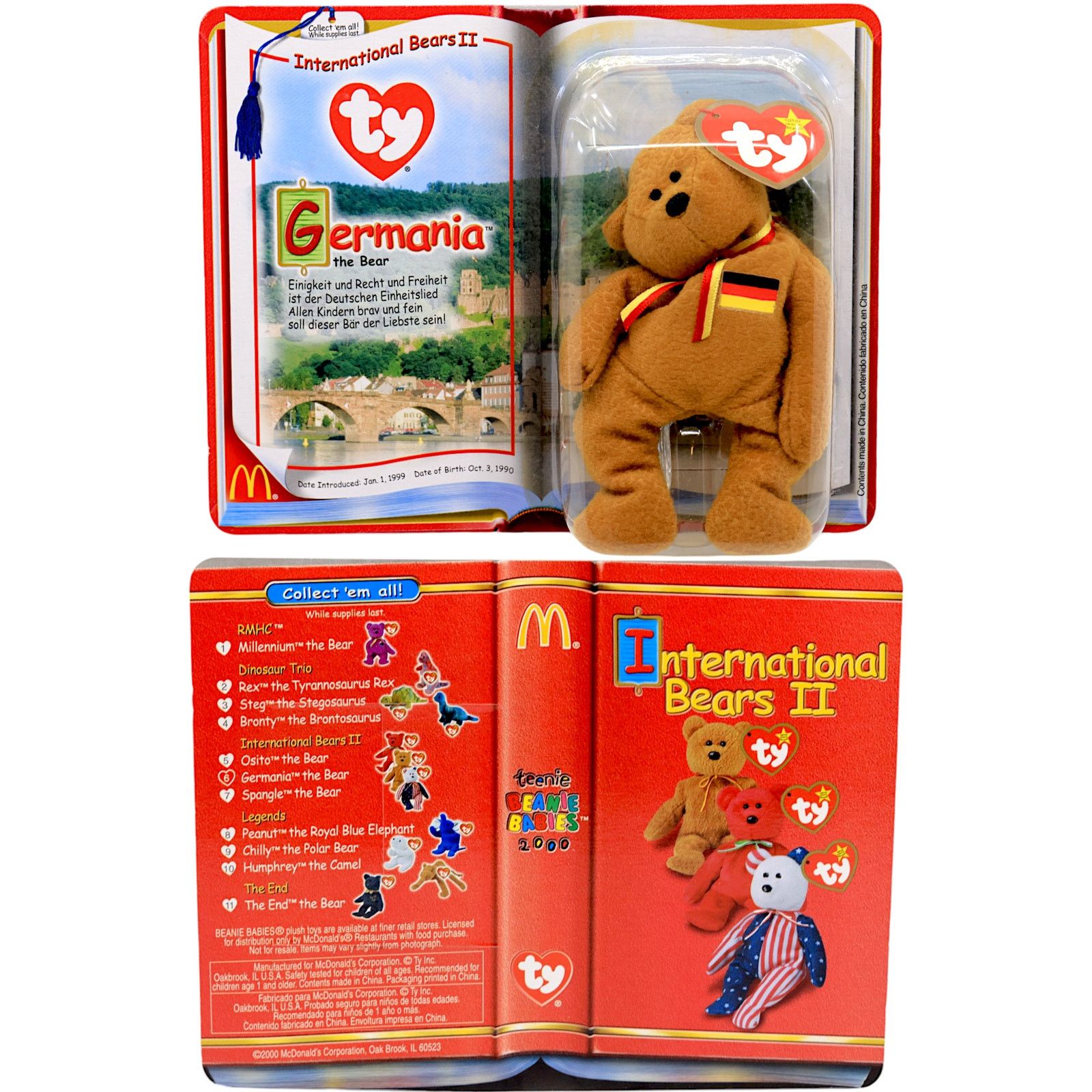 Vintage Teenie Beanie Babies 2000 International Bears II [Set of 3] Size ONE SIZE - 5 Thumbnail