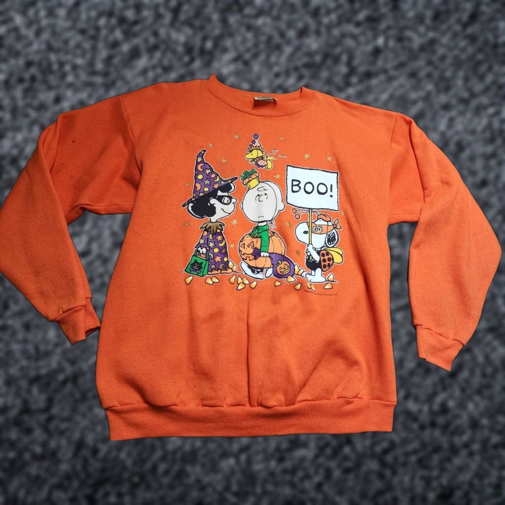 Peanuts VINTAGE 1980s Peanuts Snoopy Halloween Crewneck Sweatshirt Mens XL Orange Graphic Print Sweatshirt 80s USA Size US XL / EU 56 / 4 - 1 Thumbnail