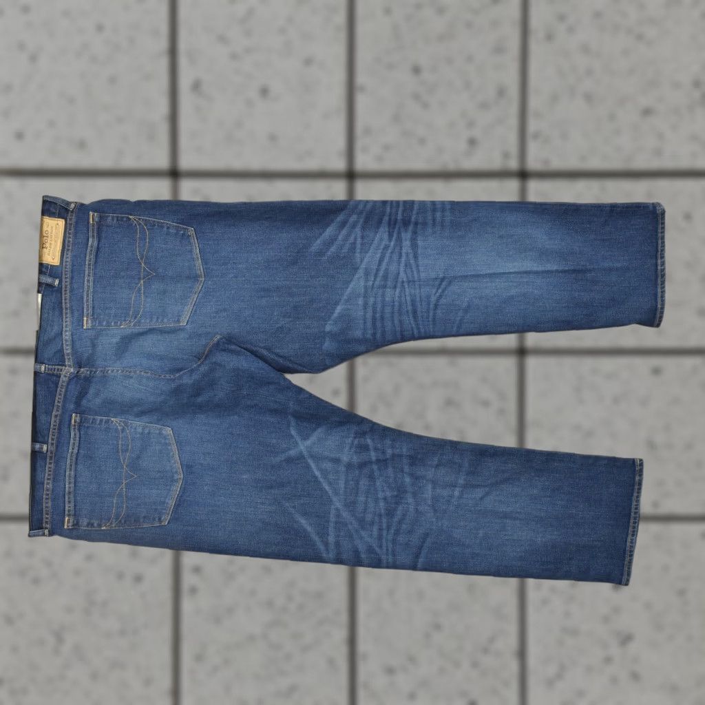 Polo Ralph Lauren Jeans The Hampton Relaxed Straight Men's 42x32 Blue Denim 5-Pocket Logo Regular Straight Jeans Mens