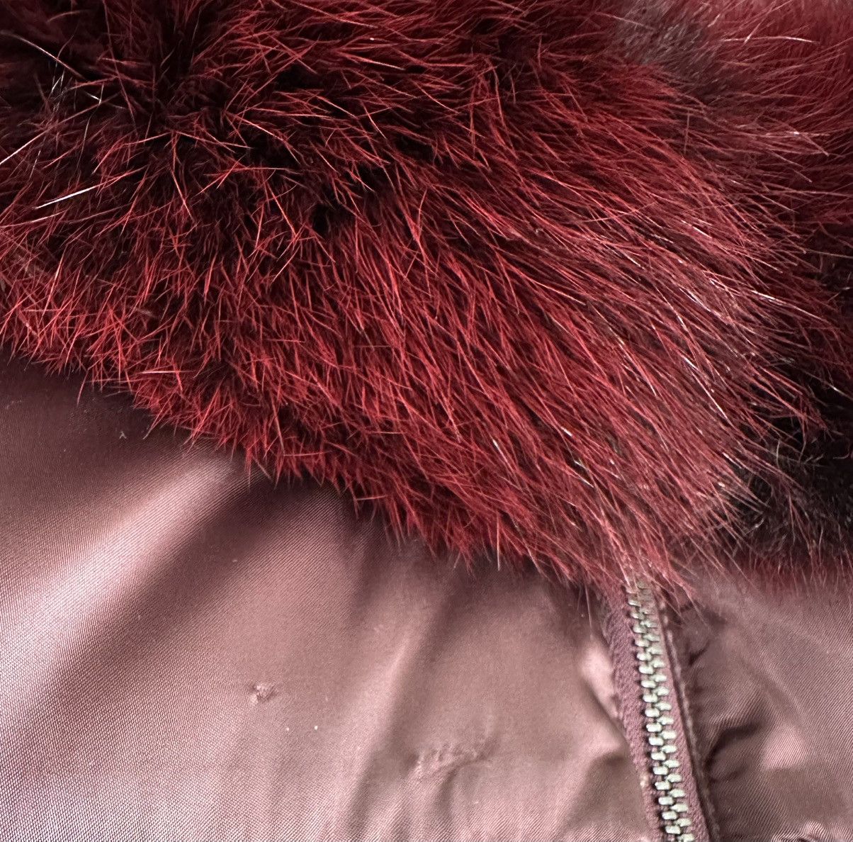 Prada Prada - 09 Down Zip-Up Nylon Hooded Jacket Fox Fur - Maroon Size M / US 6-8 / IT 42-44 - 18 Thumbnail