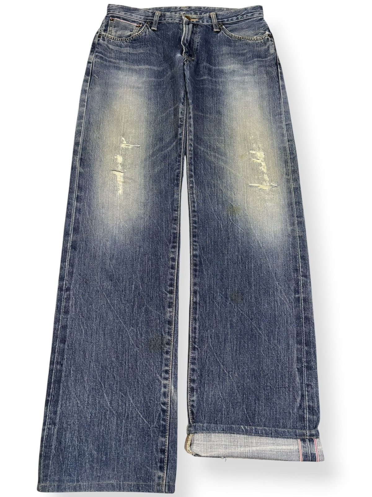 Edwin Vintage Edwin 505s Selvedge Classic Fit Distressed Jeans Size US 30 / EU 46 - 1 Thumbnail