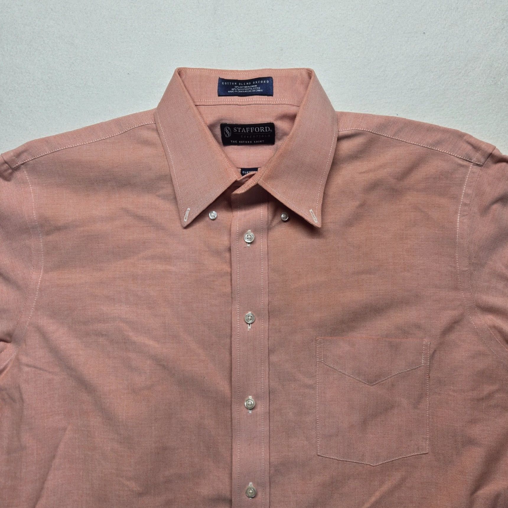 Stafford VINTAGE Stafford Shirt Men's Long Sleeve Button-Up Adult Size 17 Red Cotton Blend 90s Size US XL / EU 56 / 4 - 2 Thumbnail