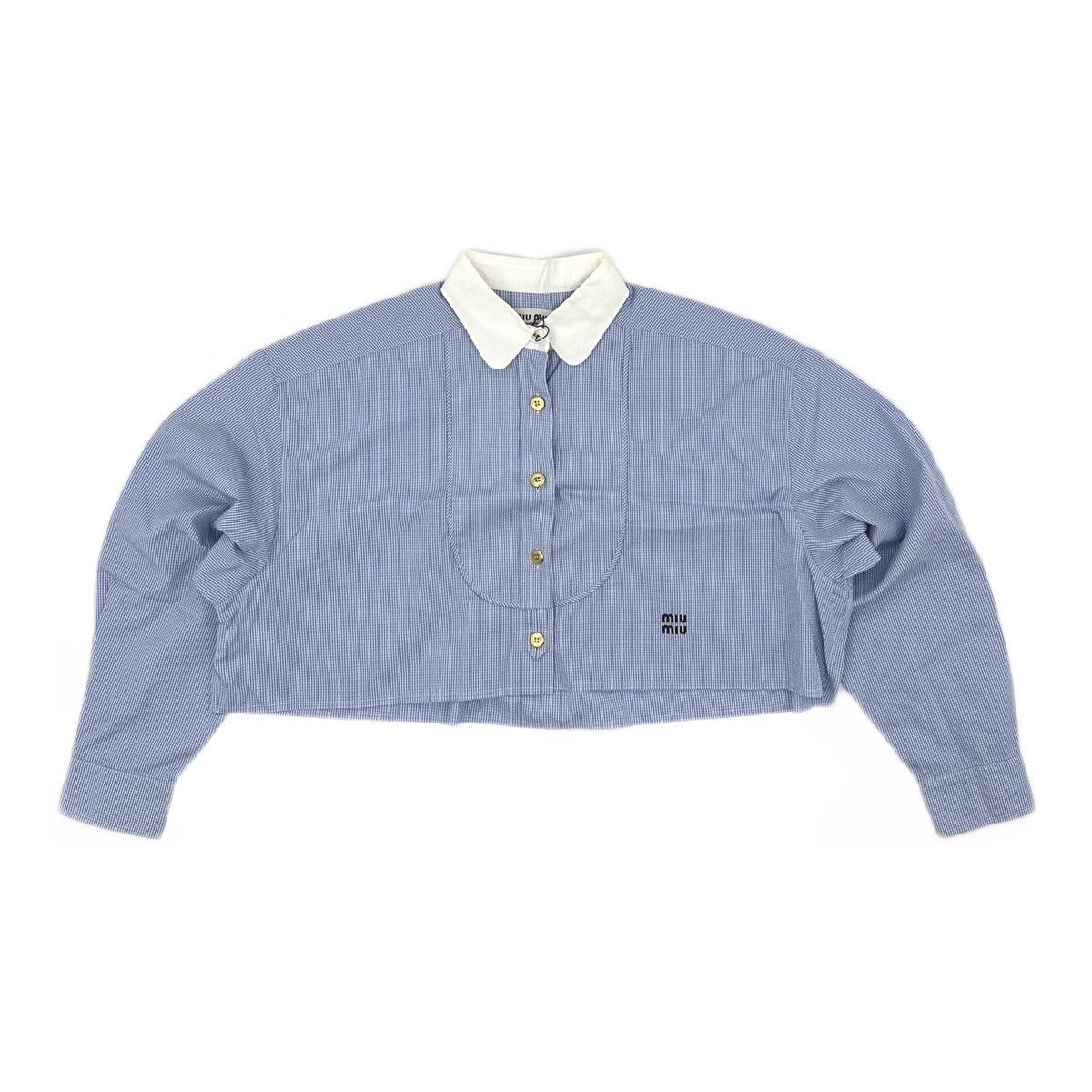 Miu Miu Miu Miu cropped cotton gingham shirt Size S / US 4 / IT 40 - 3 Thumbnail