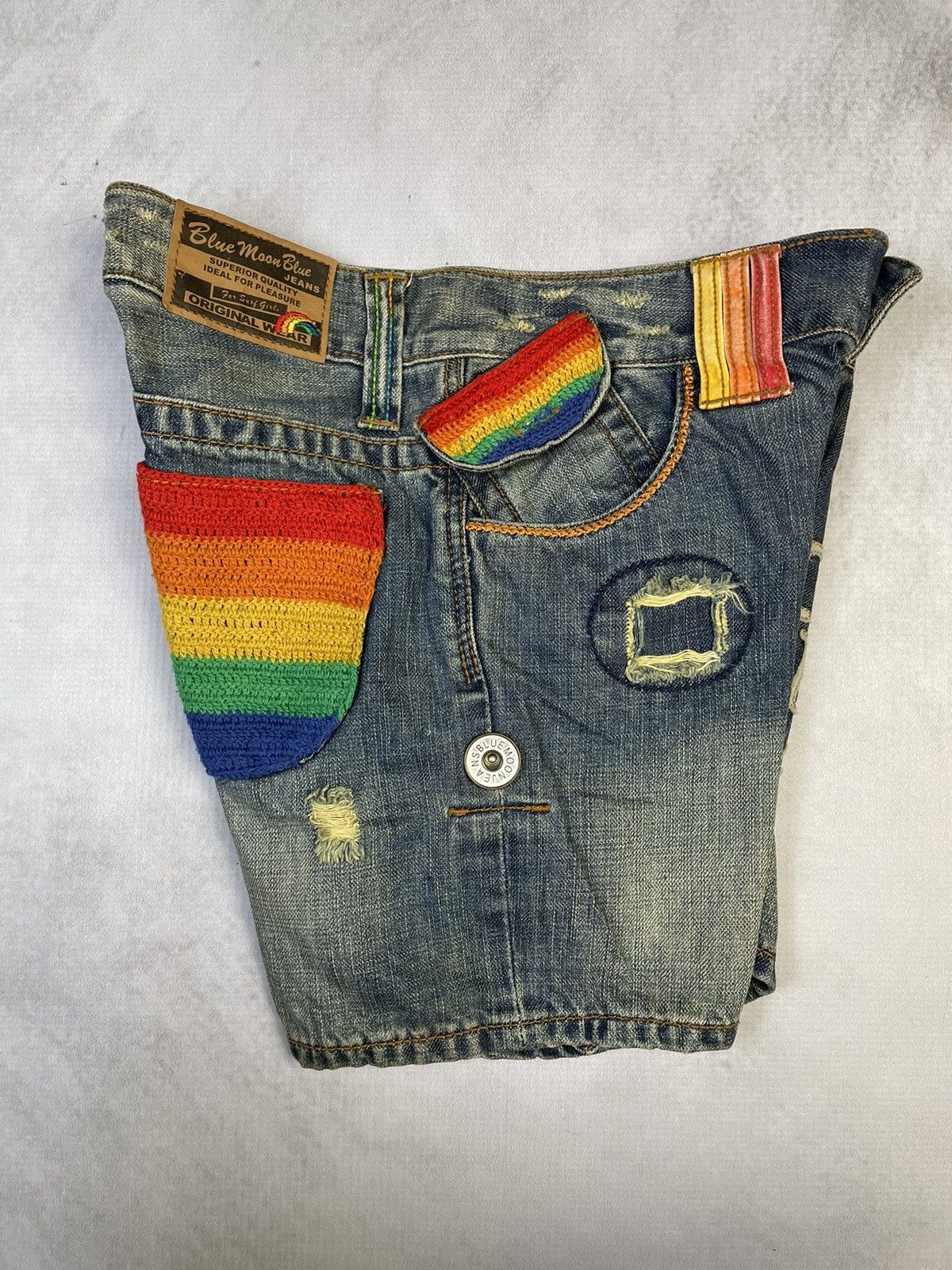 Angel Blue 2000s Scene Style Blue Moon Blue Denim Short Size 28" / US 6 / IT 42 - 5 Thumbnail