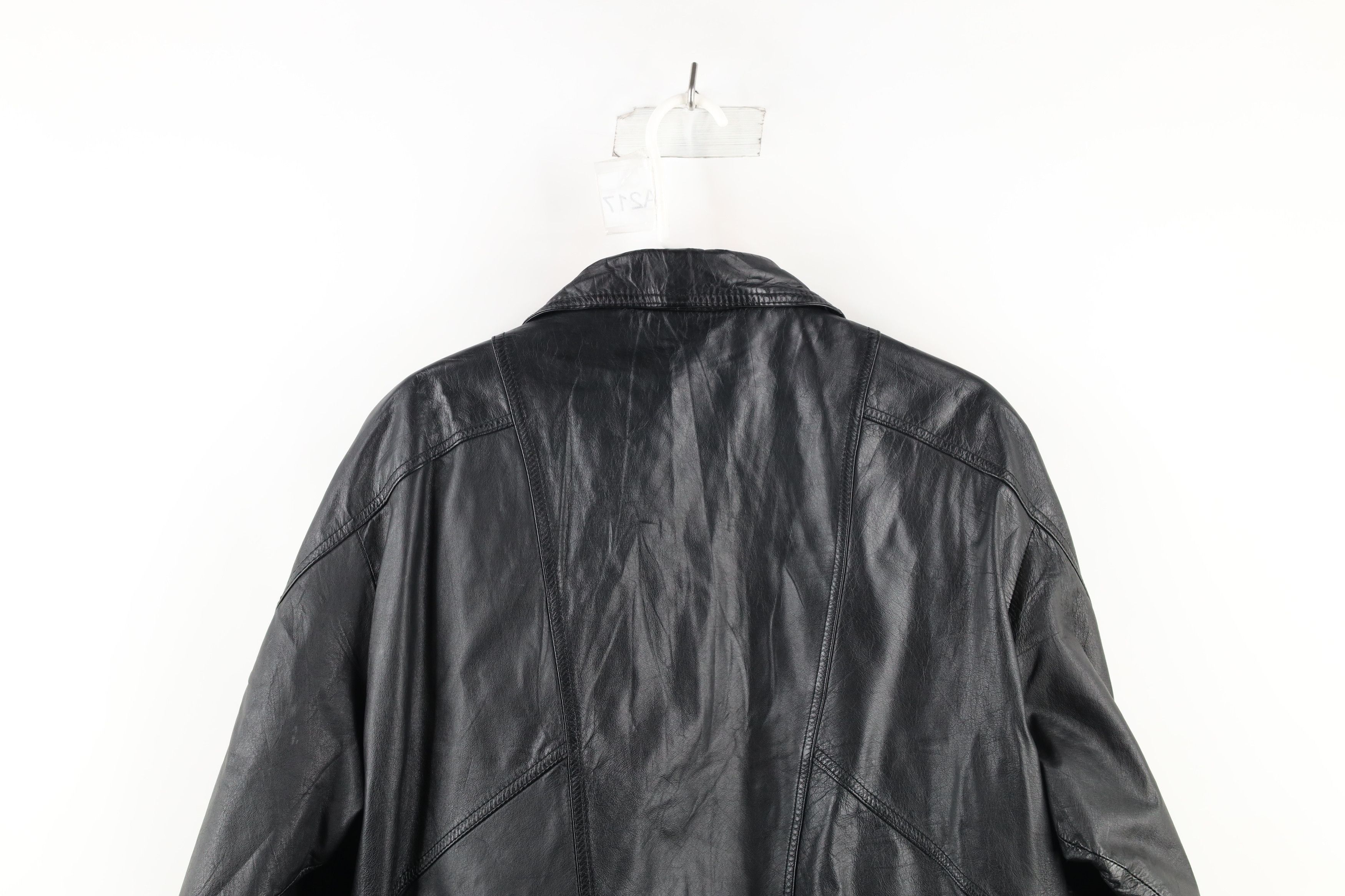 Vintage Vintage 90s Streetwear Leather Full Zip Bomber Jacket Black Size US L / EU 52-54 / 3 - 19 Thumbnail