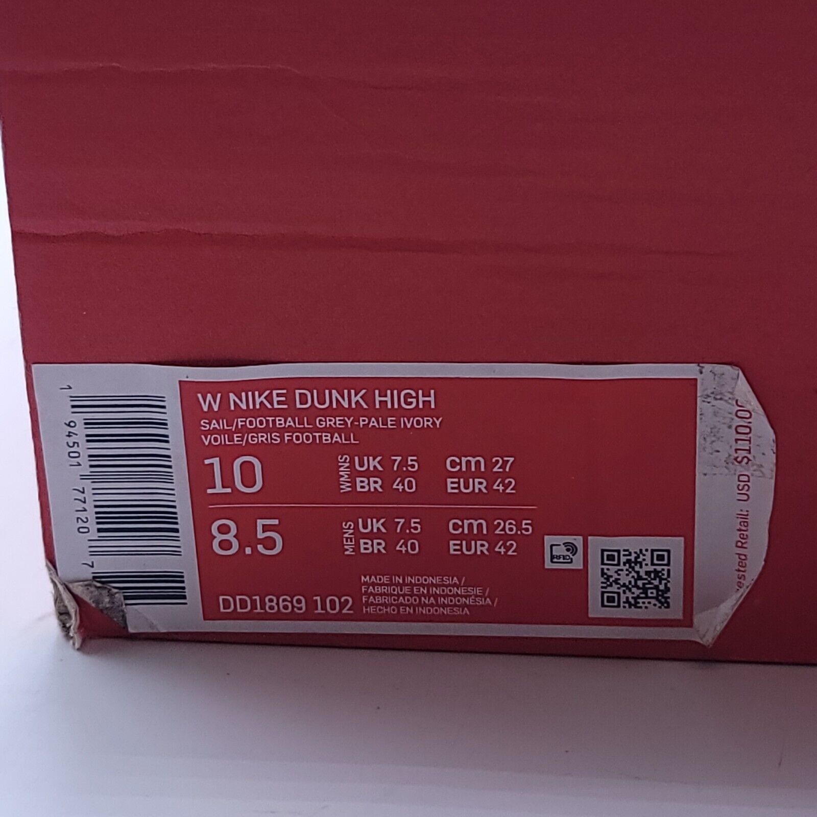 Nike Nike Dunk High Basketball Shoe Womens Size 10 DD1869-102 Size US 10 / IT 40 - 10 Thumbnail