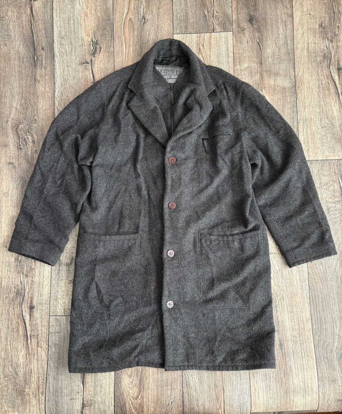 Versace × Versus Versace Vintage 80s Versus Gianni Versace Button/Zip Wool Coat Size US M / EU 48-50 / 2 - 3 Thumbnail