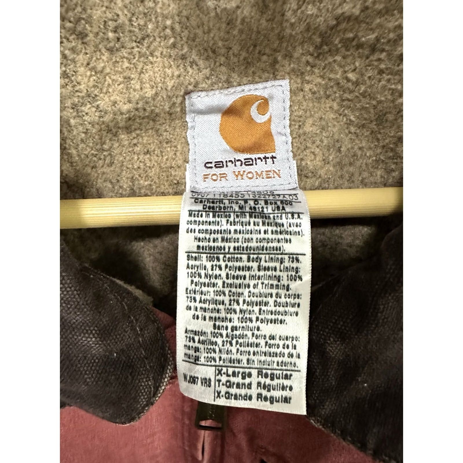 Carhartt VTG Carhartt Women's Salmon Rose Blanket Sherpa Lined Detroit Canvas Jacket XL Bomber Jacket Rose Womens XL Size XL / US 12-14 / IT 48-50 - 3 Thumbnail