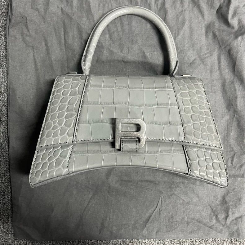 Balenciaga Balenciaga Gray Crocodile Leather Hourglass Bag-2506 Size ONE SIZE - 2 Thumbnail
