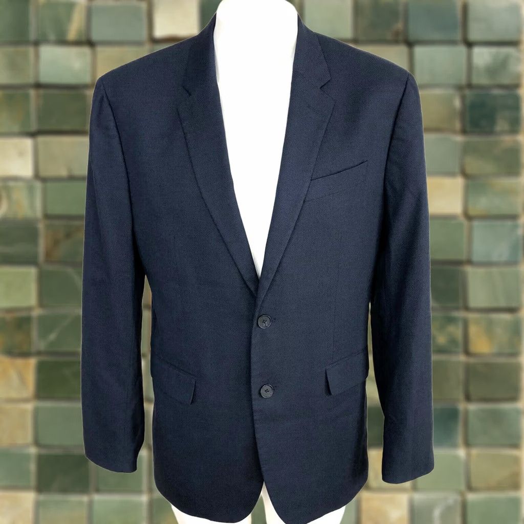Banana Republic Banana Republic Sport Coat Jacket Bird's Eye Blue 40 Regular Fit Men Jacket Notch Lapel Four-Button Front Size US XXS / EU 40 - 1 Thumbnail