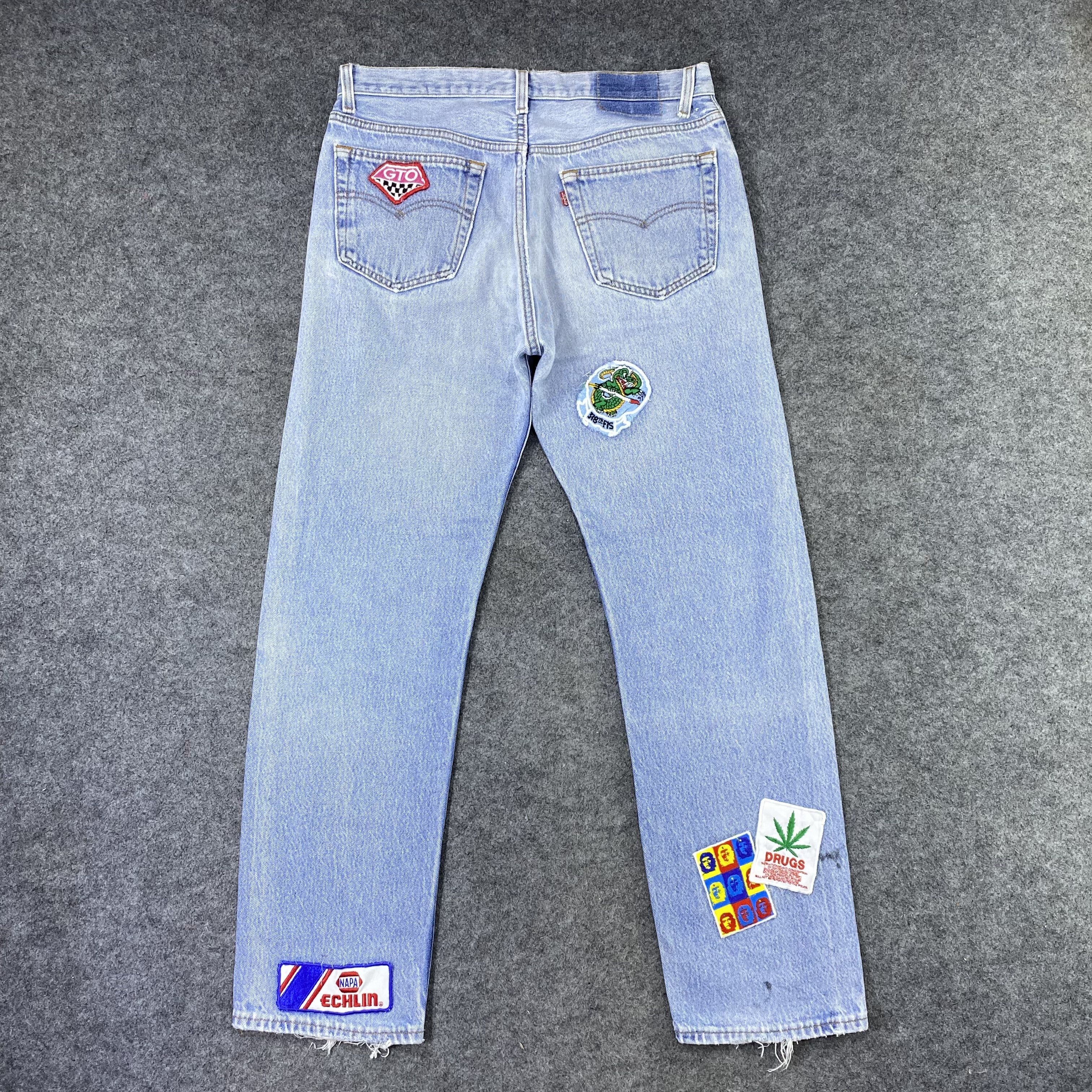 Jean × Levi's × Vintage Vintage Levi's 501 Patchwork Blue Wash Jeans-J1163 Size US 32 / EU 48 - 3 Thumbnail