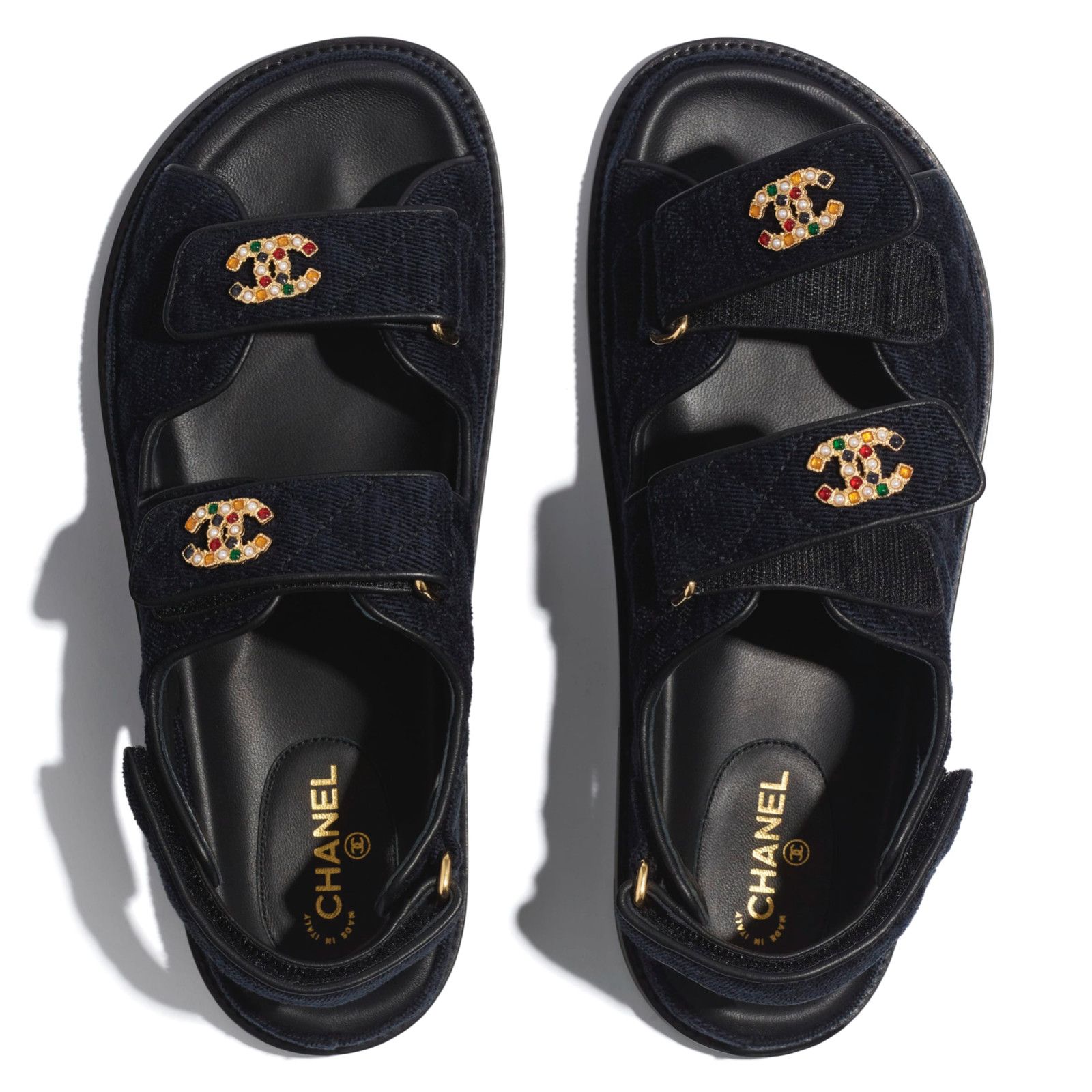 Chanel Chanel 21A Blue Velvet Denim CC Logo Mule Slide Strap Size US 10.5 / IT 40.5 - 9 Thumbnail