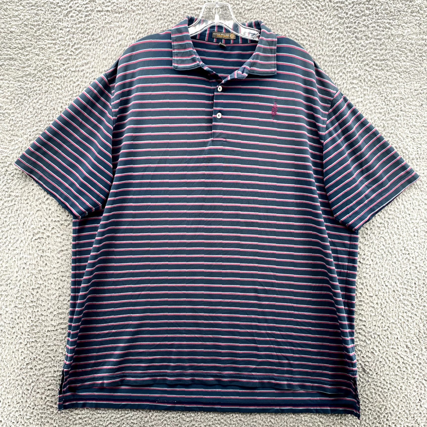 Peter Millar Peter Millar Polo Shirt Mens XL Blue Striped Summer Comfort Golf Performance 90s Size US XL / EU 56 / 4 - 2 Thumbnail