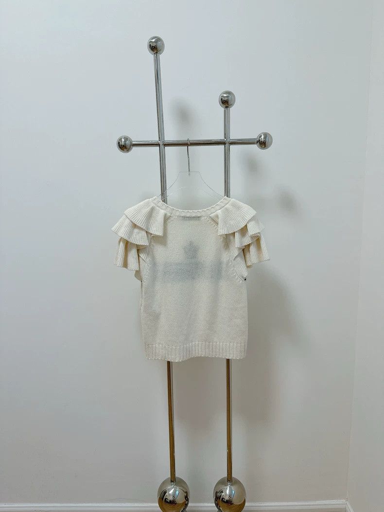 Dior Dior Ruffled Fly Sleeve Knitted Short Sleeve Size XS / US 0-2 / IT 36-38 - 2 Thumbnail