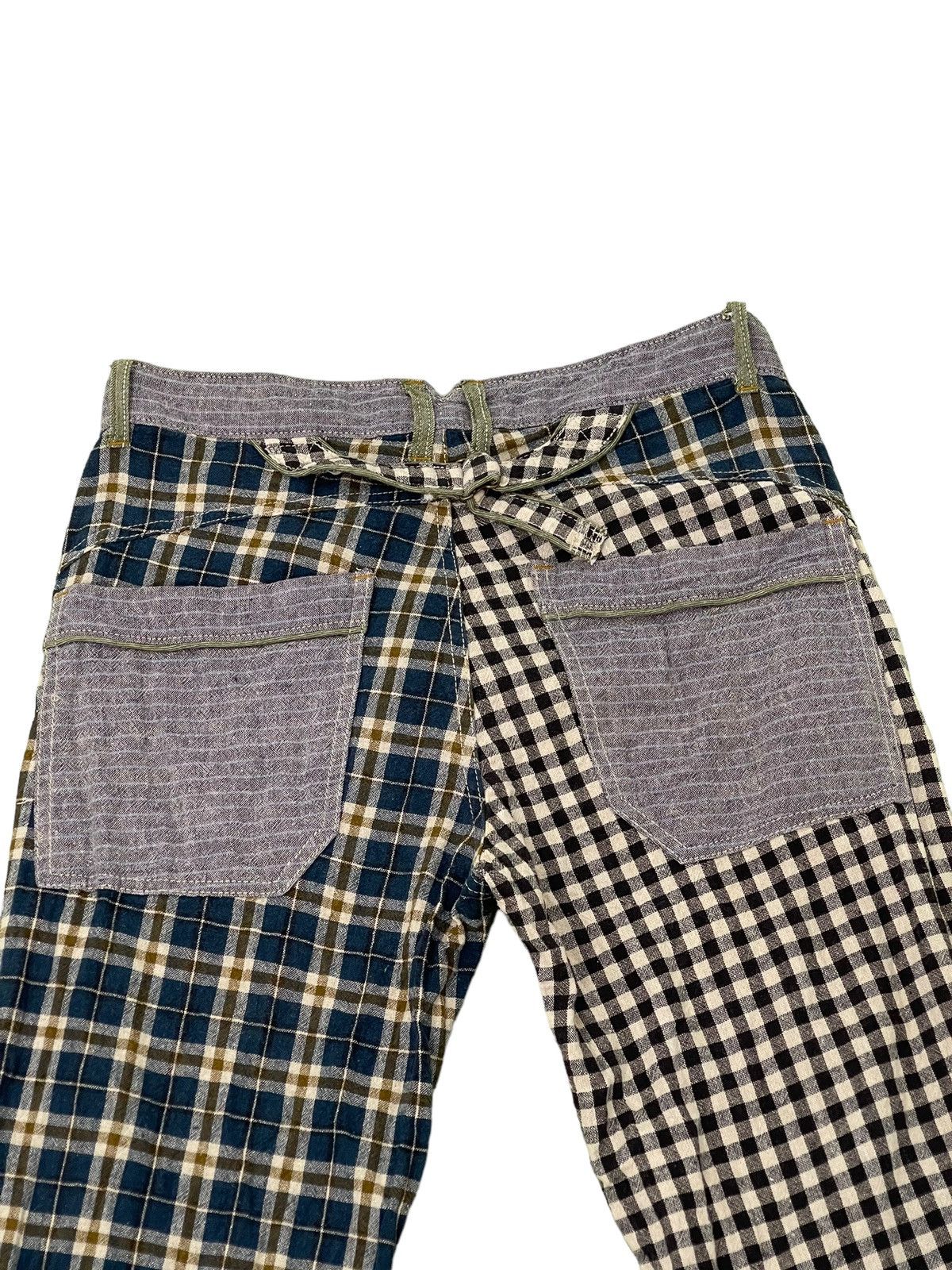 Japanese Brand Linen Check Pant Cube Sugar Straight 7🟦0 Size US 31 - 6 Thumbnail