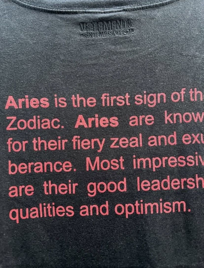 Vetements Vetements Zodiac Horoscope Tee Size US S / EU 44-46 / 1 - 3 Thumbnail
