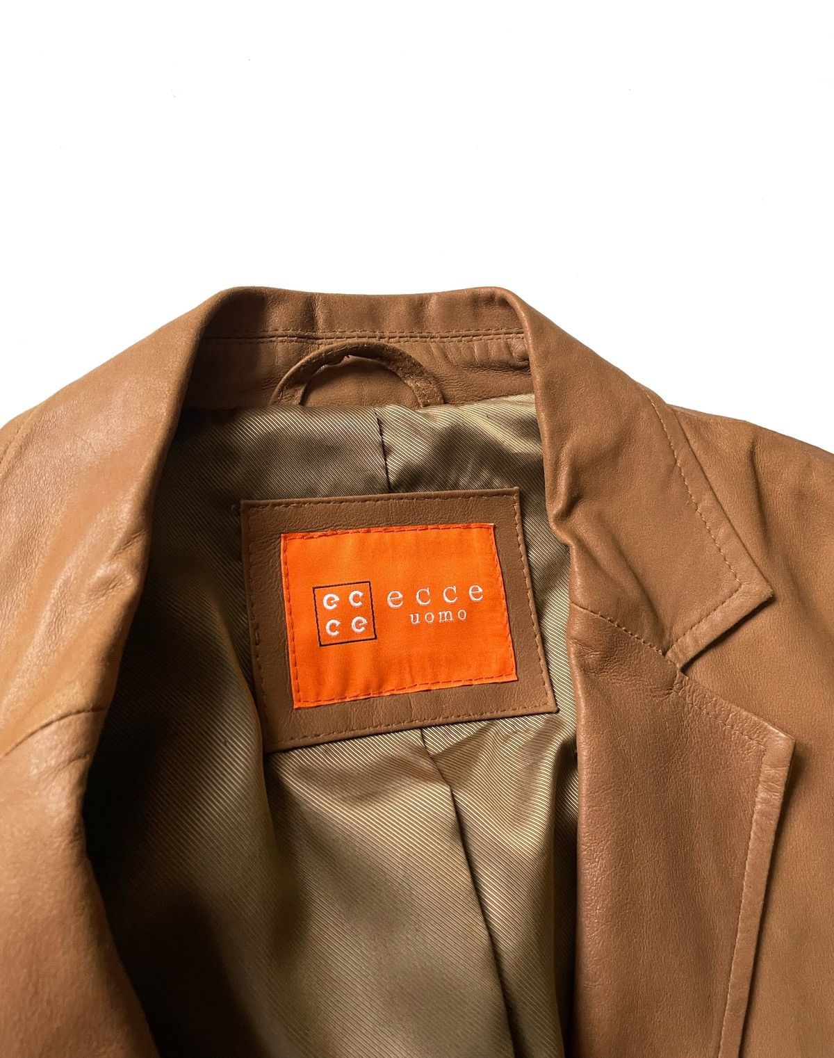 Leather Ecce Uomo Men Brown Goat Leather Blazer Size L Size 42R - 9 Thumbnail