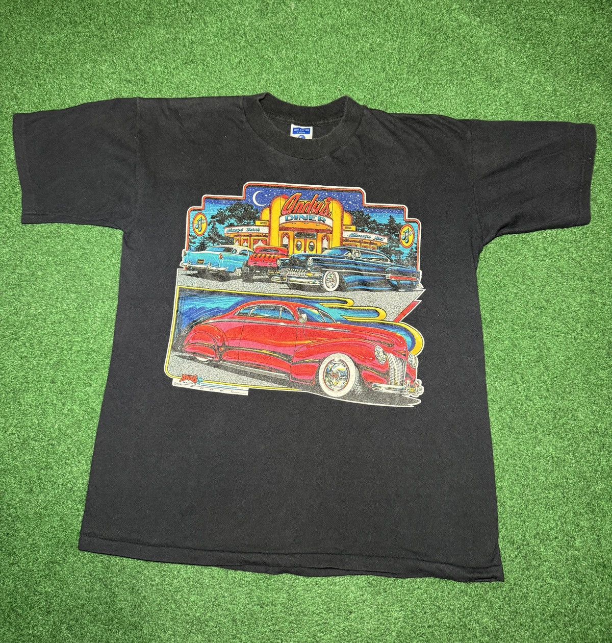 Vintage Vtg 90s Andy’s Diner Hot Rod Cruider Low Rider Car T Shirt Size US L / EU 52-54 / 3 - 1 Thumbnail