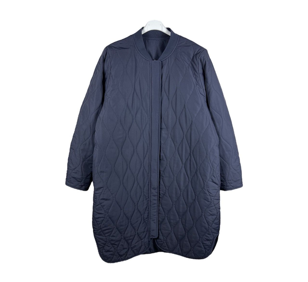 Cos COS reversible navy nylon long coat jacket double sided Size L / US 10 / IT 46 - 1 Thumbnail