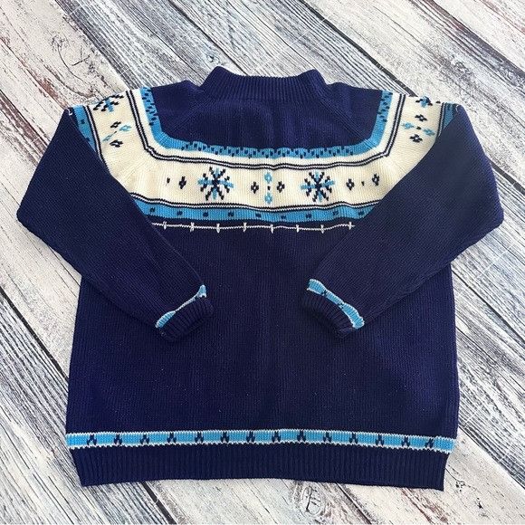 Vintage JCPenney Vintage Fair Isle Blue and White Women's Sweater Size XL / US 12-14 / IT 48-50 - 3 Thumbnail
