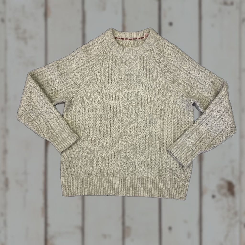 Tommy Bahama Tommy Bahama Sweater Mens Medium Beige Cable-Knit Fisherman Pullover 1/4 Zip Heavyweight Regular Wool Knit Size US M / EU 48-50 / 2 - 1 Thumbnail