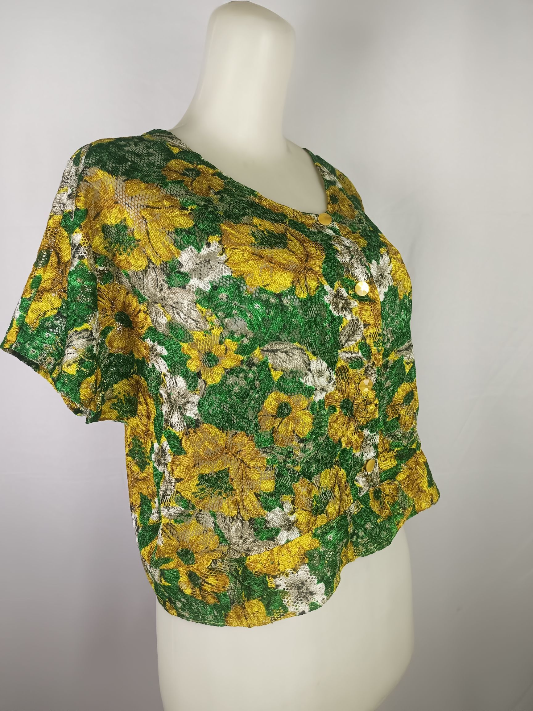 If Six Was Nine × Japanese Brand Womens Floral Lace Crop Tops Short Sleeve Size XL / US 12-14 / IT 48-50 - 12 Thumbnail