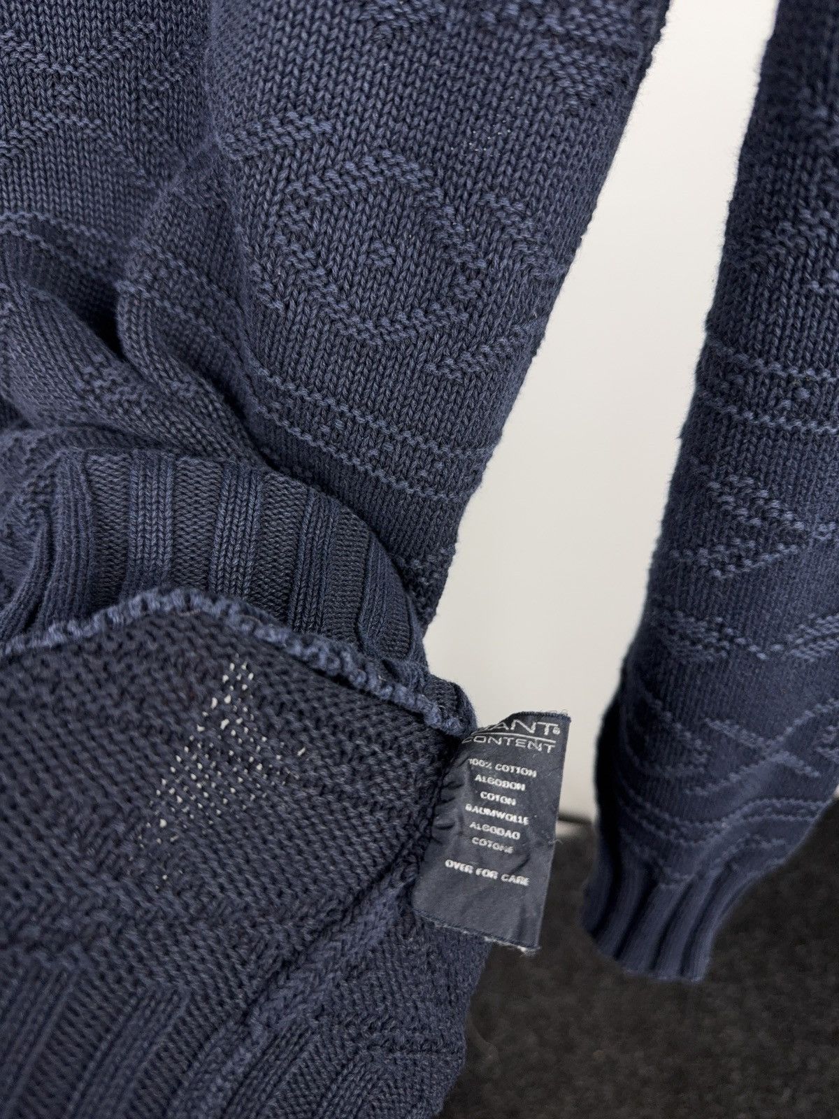 Gant Luxury GANT Textured Knit Crewneck Sweater Navy Cotton Size US M / EU 48-50 / 2 - 7 Thumbnail